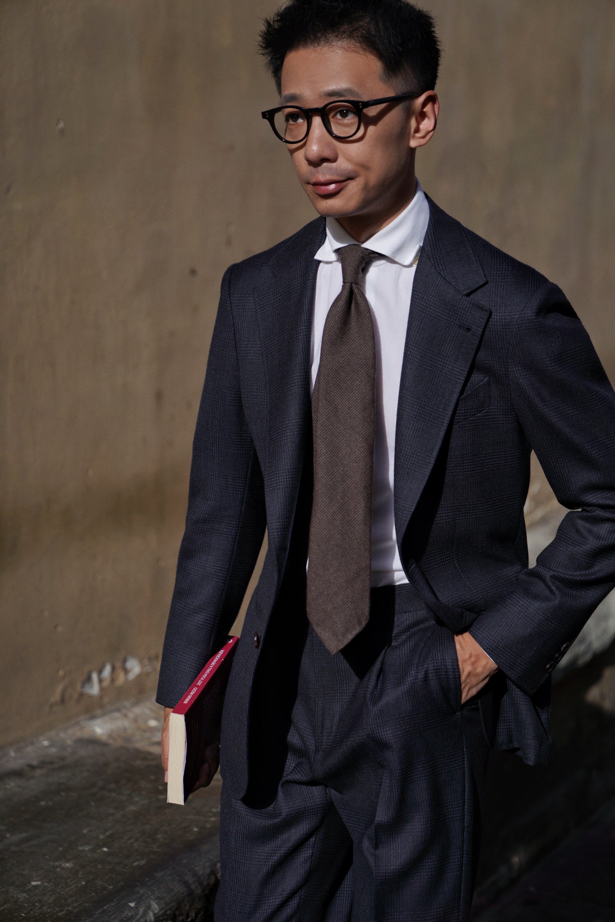 MTO Navy Glen Check Wool Suit #390