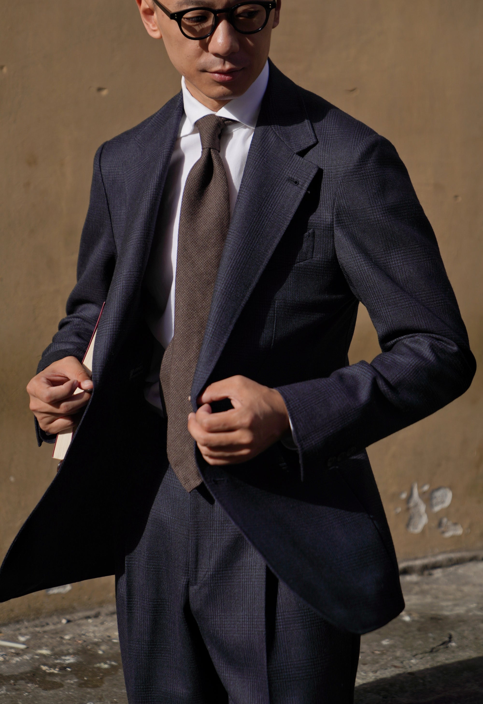 MTO Navy Glen Check Wool Suit #390