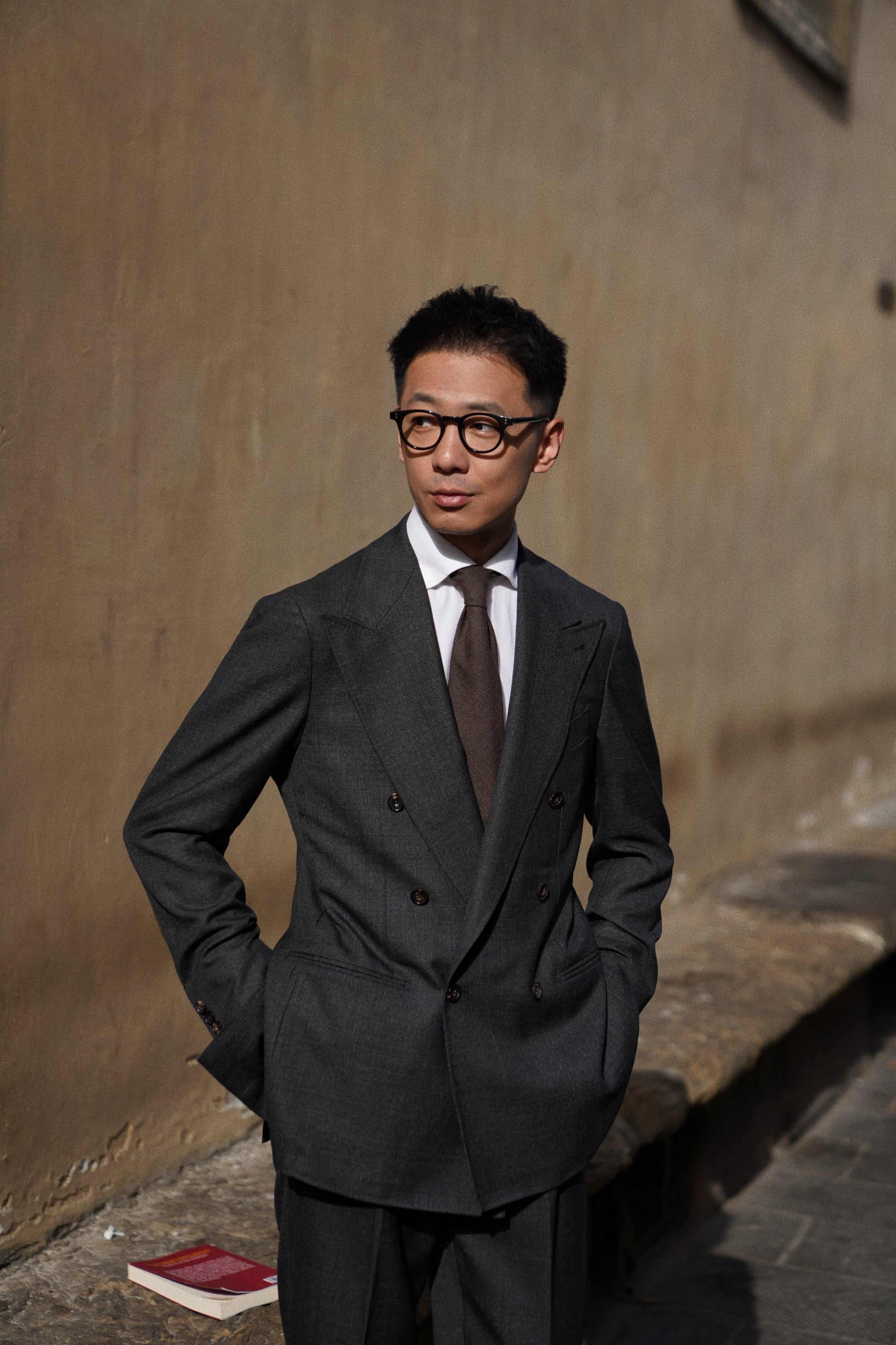 MTO Dark Grey Glen Check Worsted Wool Suit #482