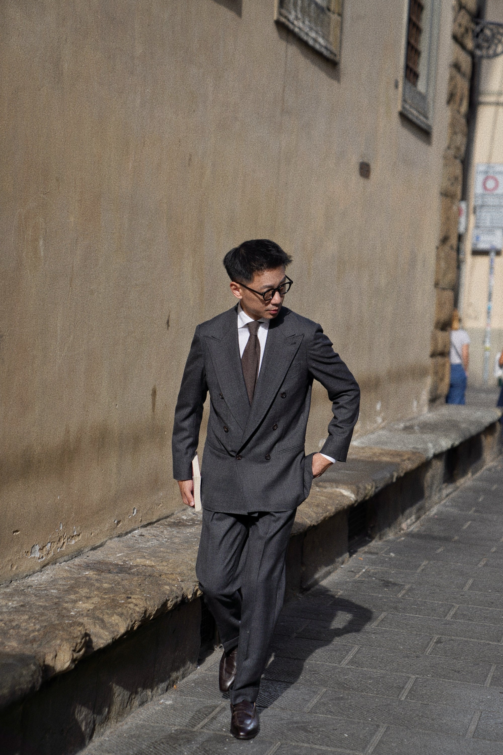 MTO Dark Grey Glen Check Worsted Wool Suit #482