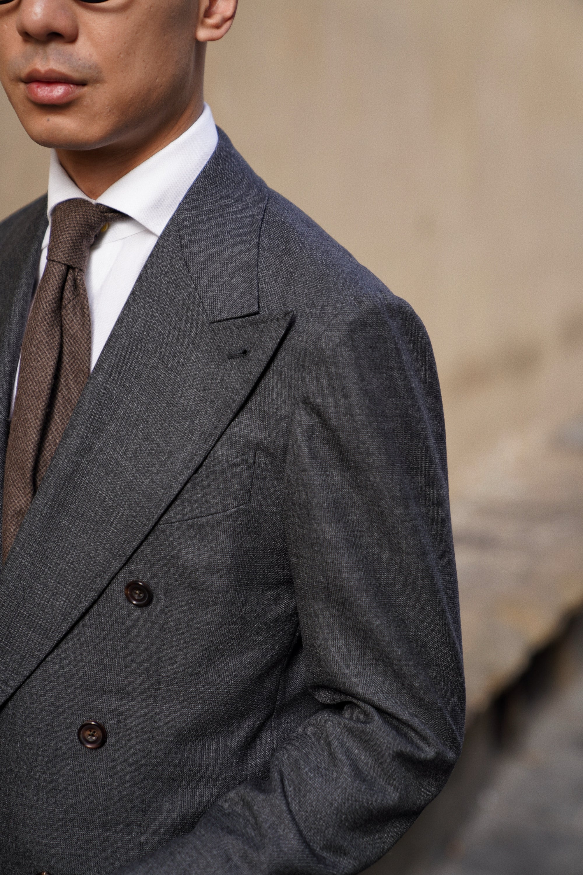 MTO Dark Grey Glen Check Worsted Wool Suit #482