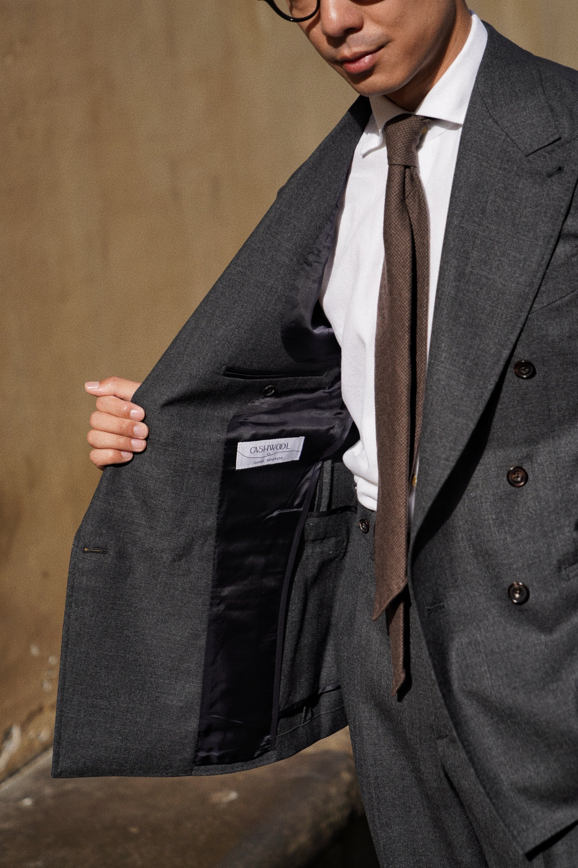 MTO Dark Grey Glen Check Worsted Wool Suit #482