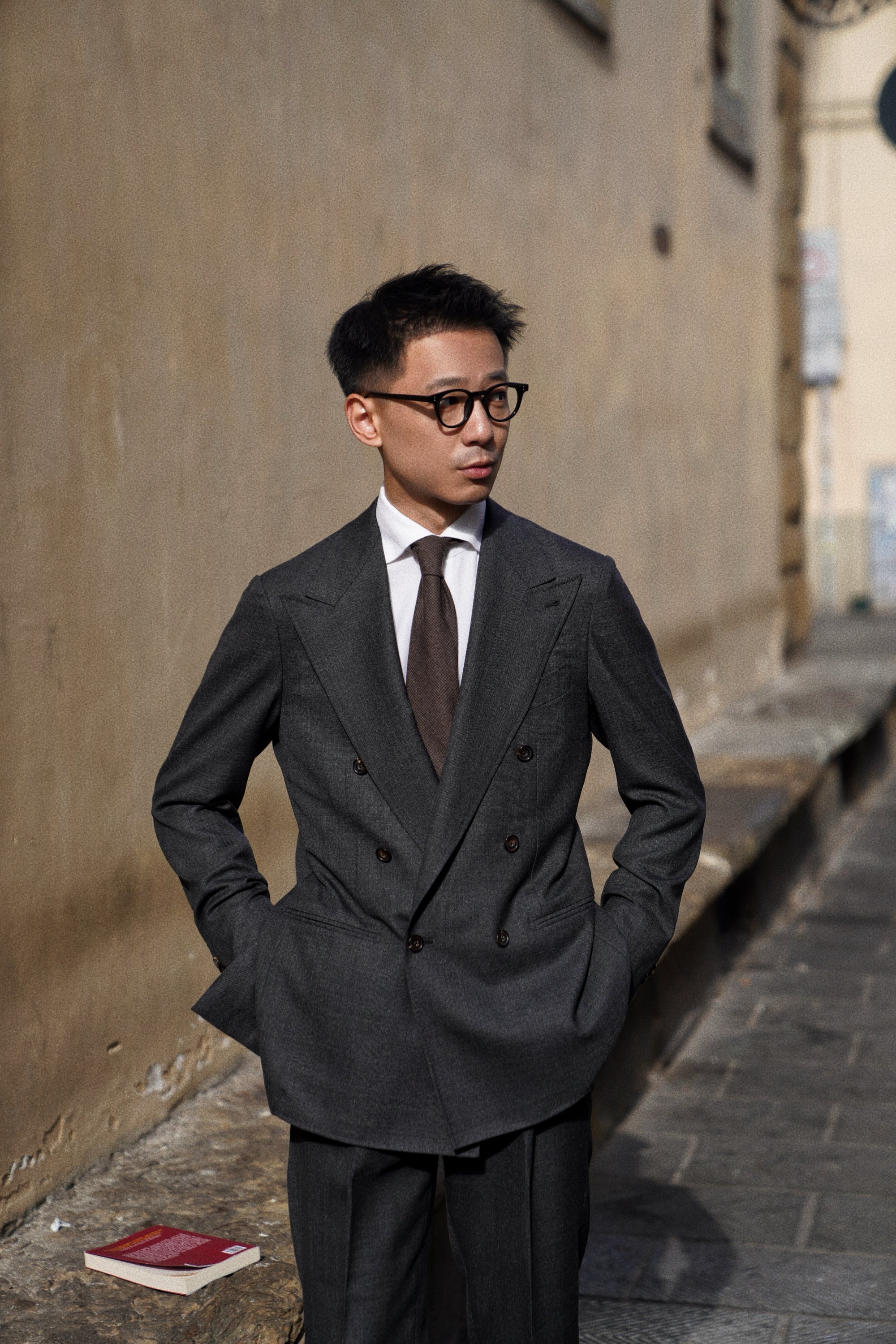 MTO Dark Grey Glen Check Worsted Wool Suit #482