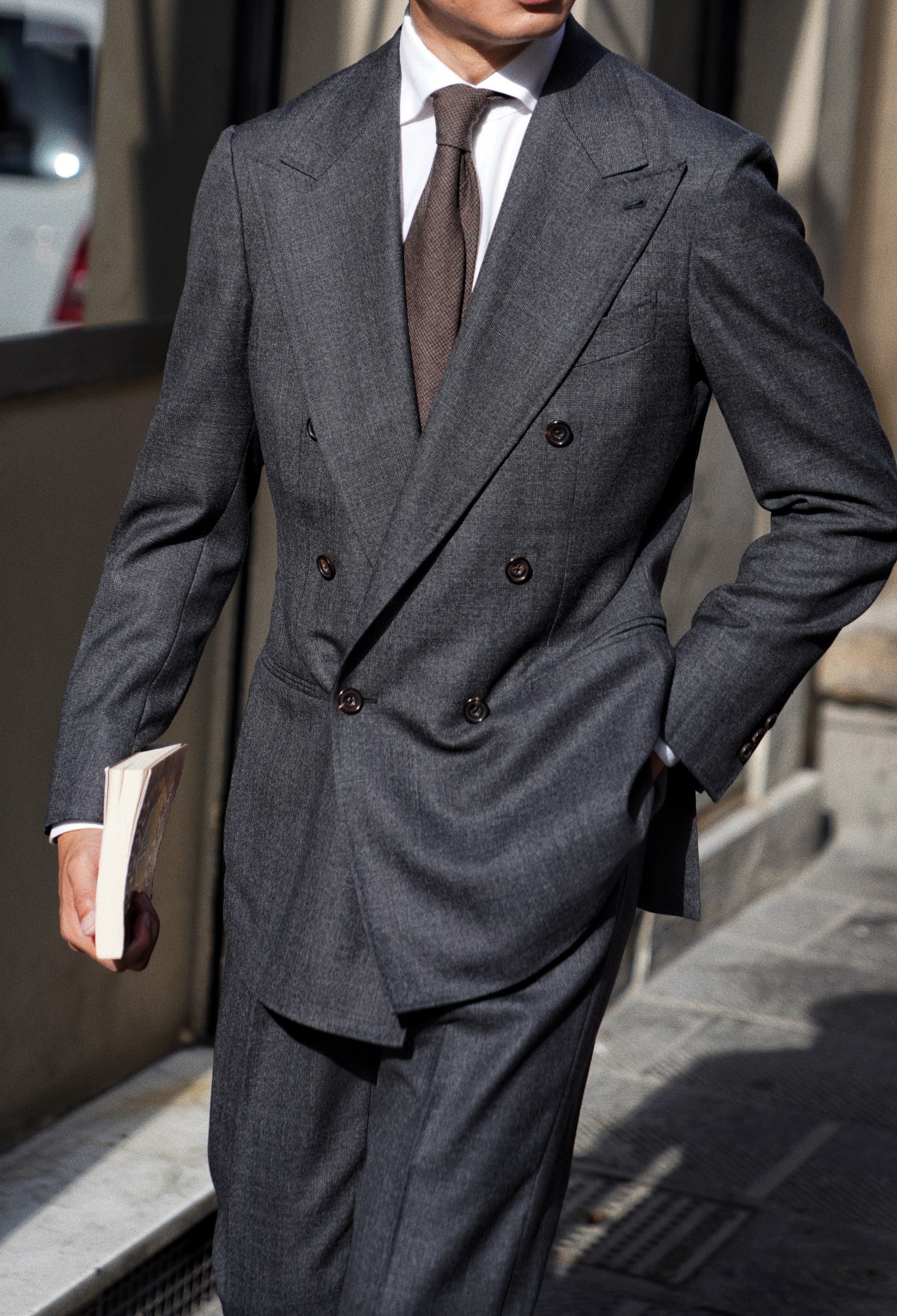 MTO Dark Grey Glen Check Worsted Wool Suit #482