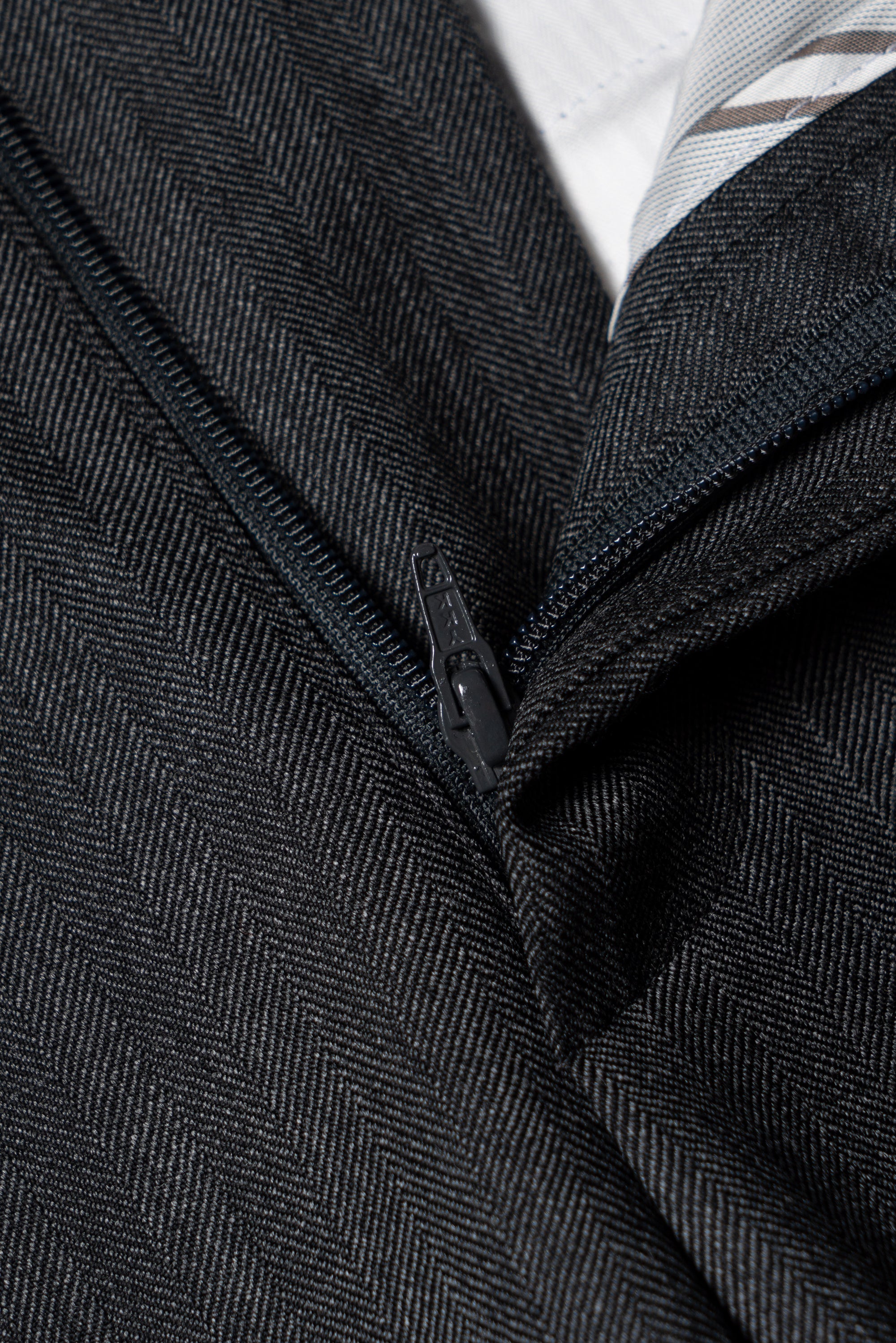MTO Charcoal Herringbone Worsted Wool Suit #480