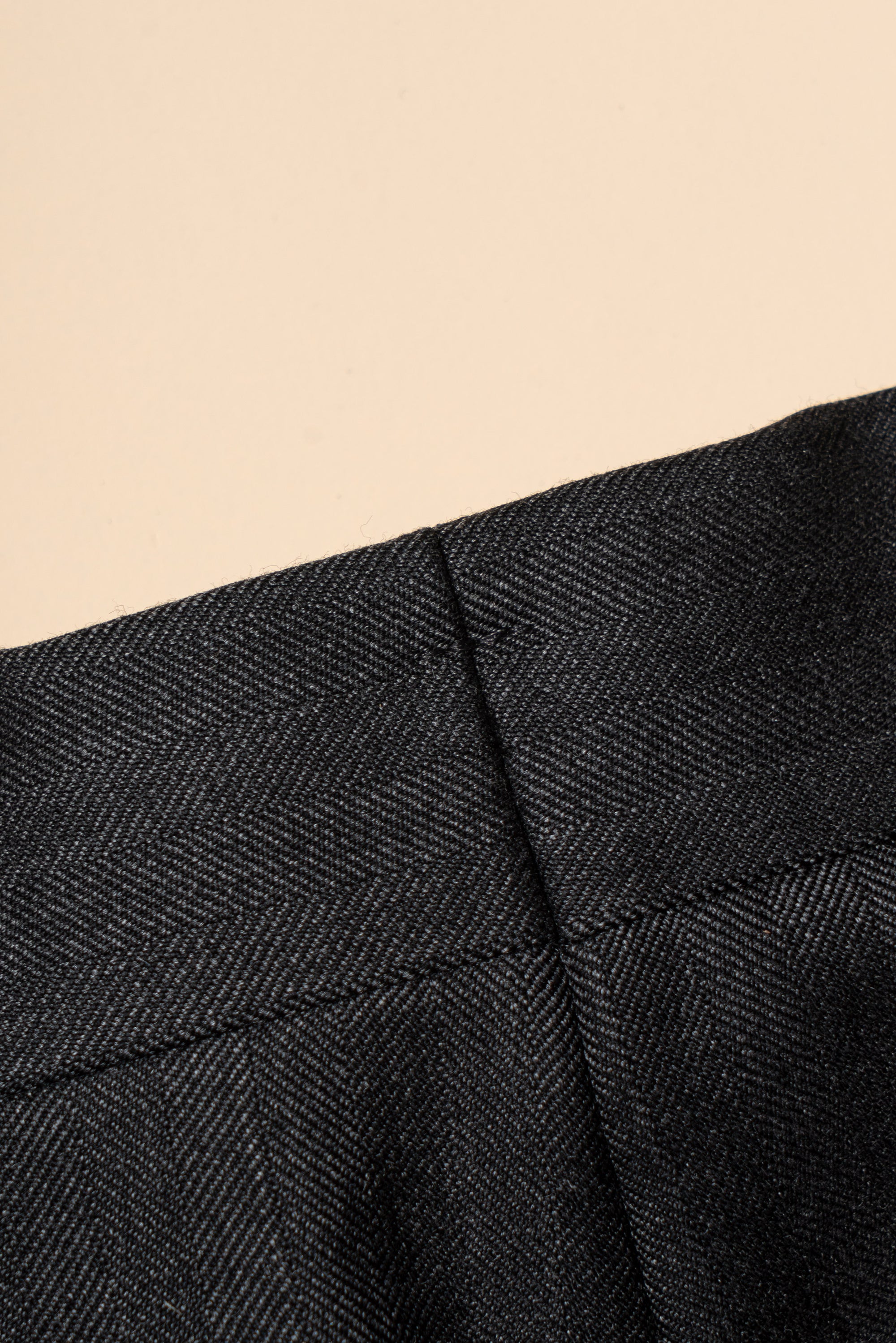 MTO Charcoal Herringbone Worsted Wool Suit #480