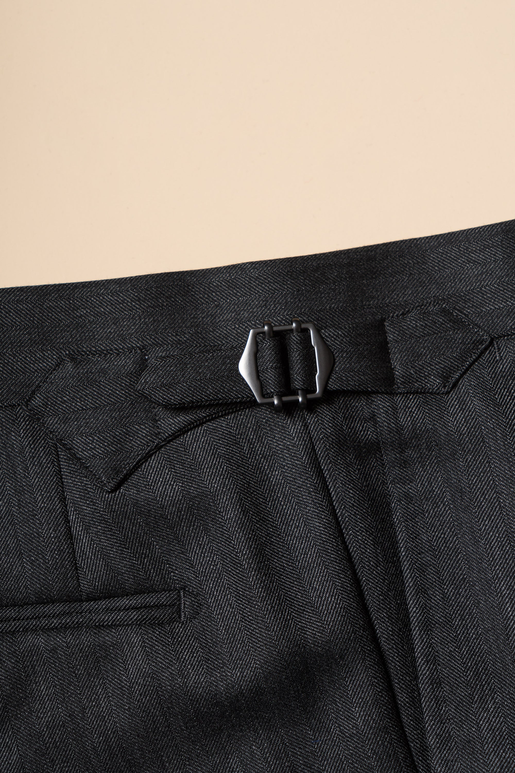 MTO Charcoal Herringbone Worsted Wool Suit #480