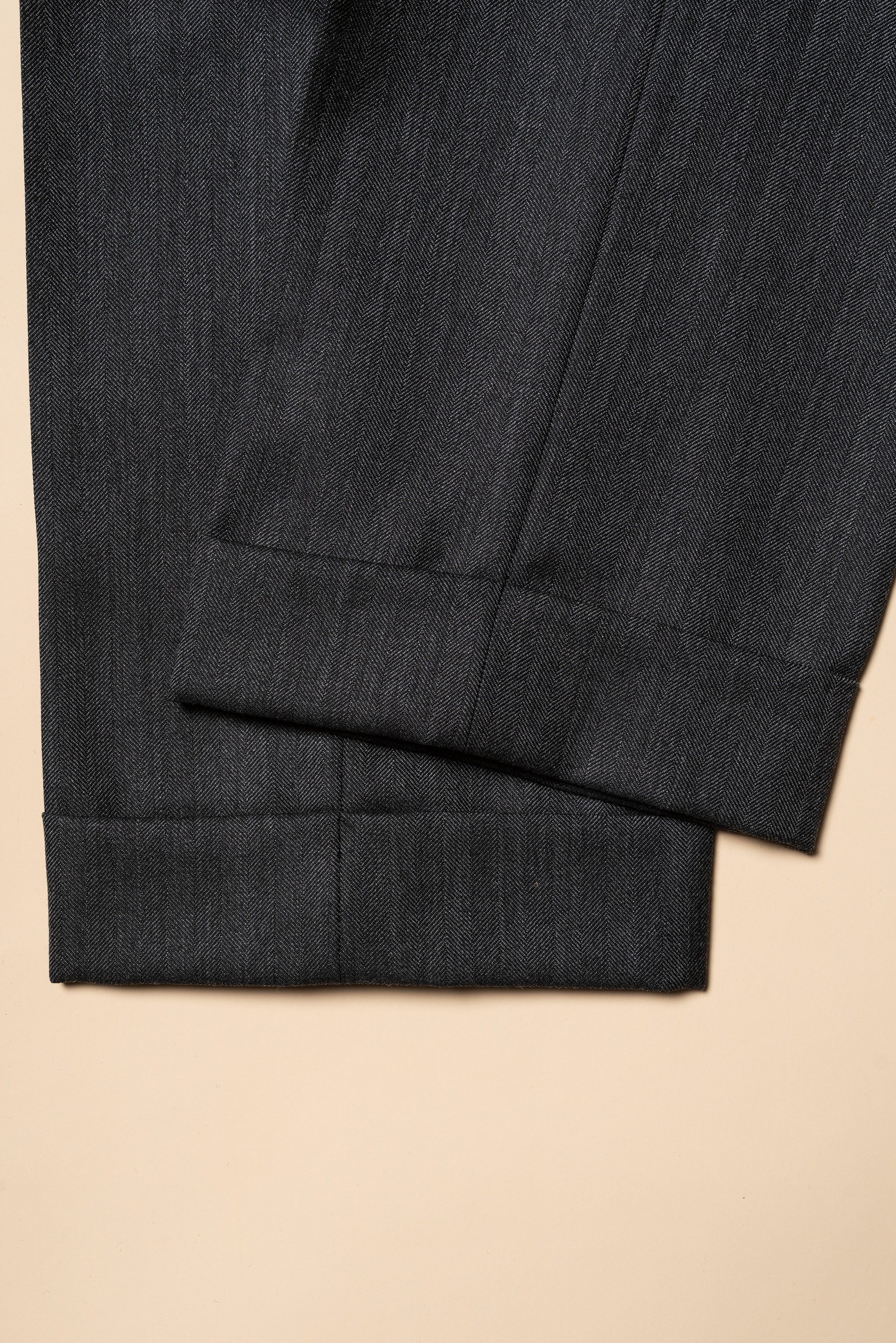 MTO Charcoal Herringbone Worsted Wool Suit #480
