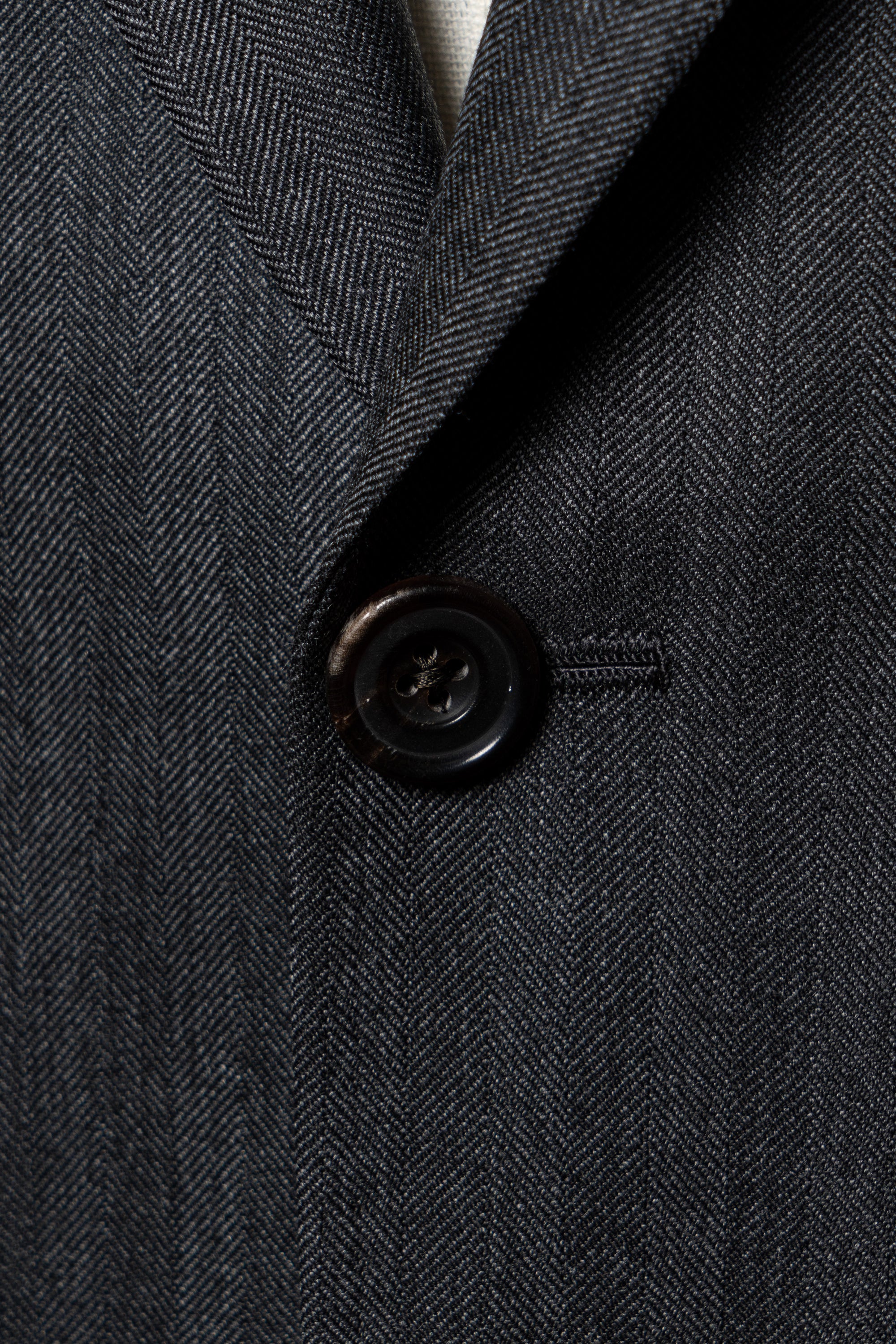 MTO Charcoal Herringbone Worsted Wool Suit #480