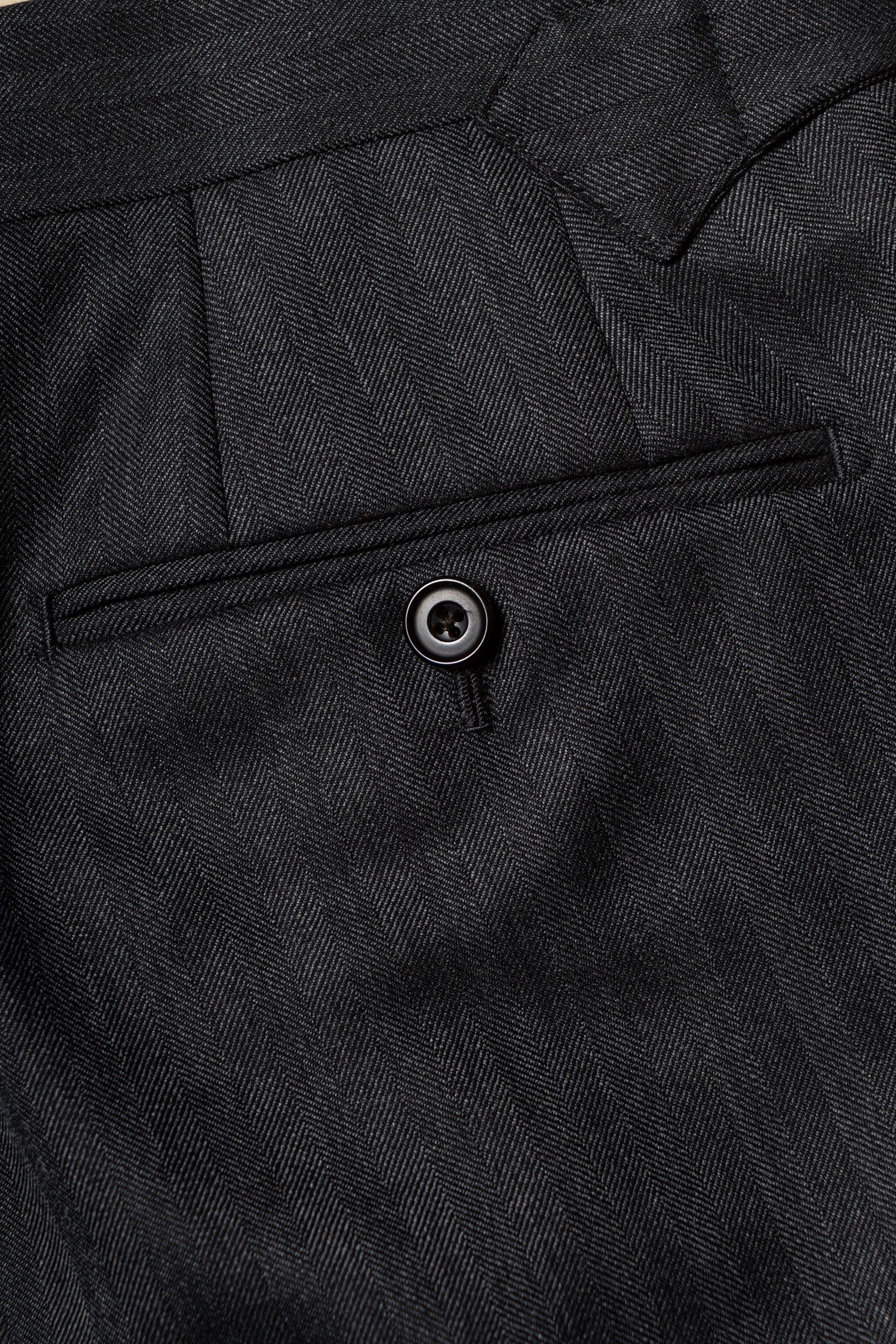 MTO Charcoal Herringbone Worsted Wool Suit #480