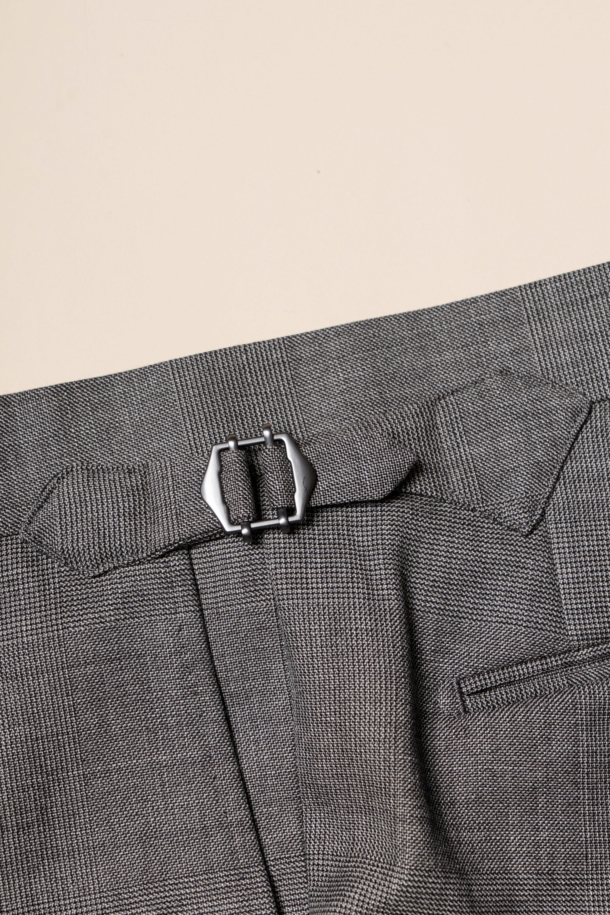 MTO Mid Grey Glen Check Worsted Wool Suit #481