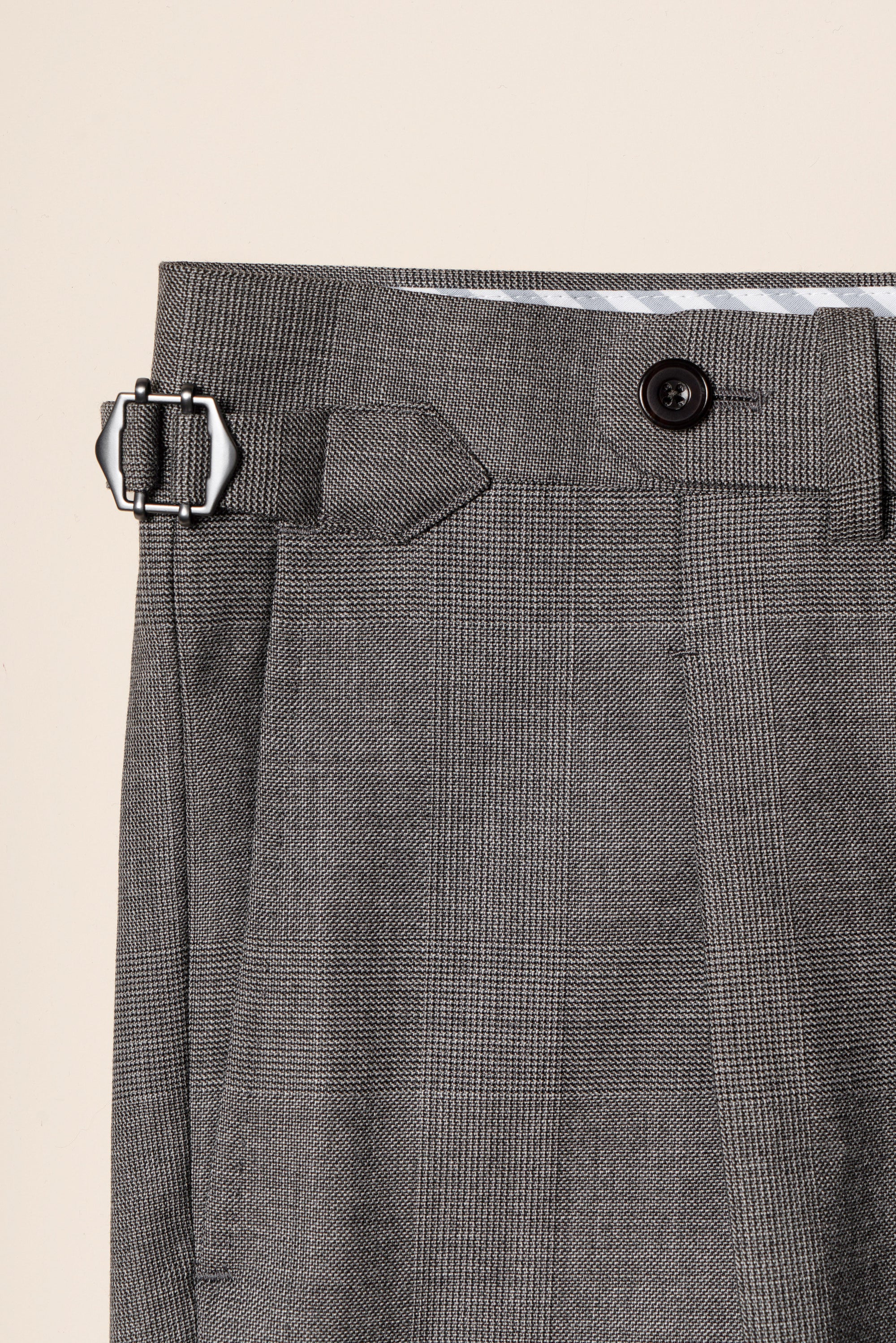 MTO Mid Grey Glen Check Worsted Wool Suit #481