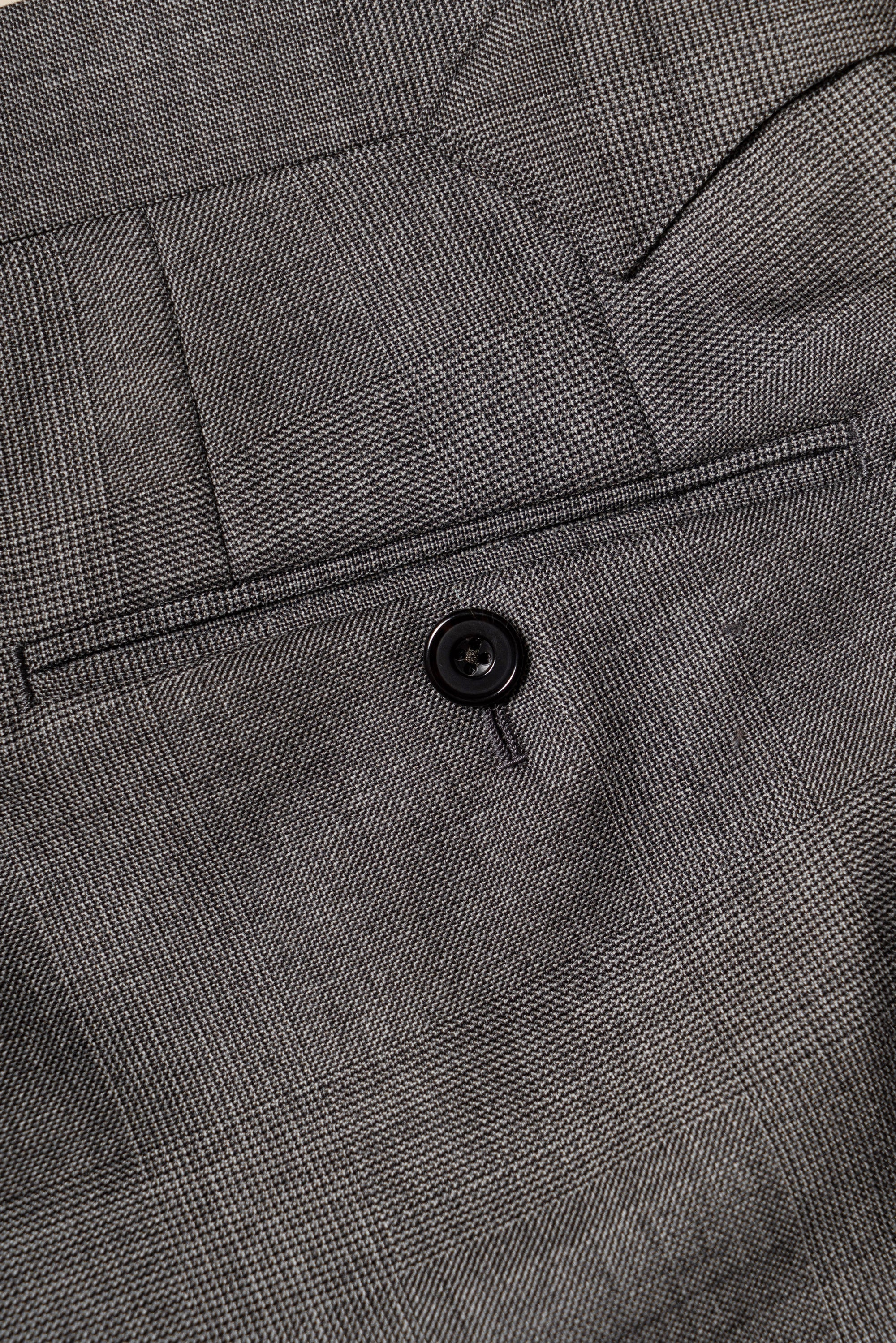 MTO Mid Grey Glen Check Worsted Wool Suit #481