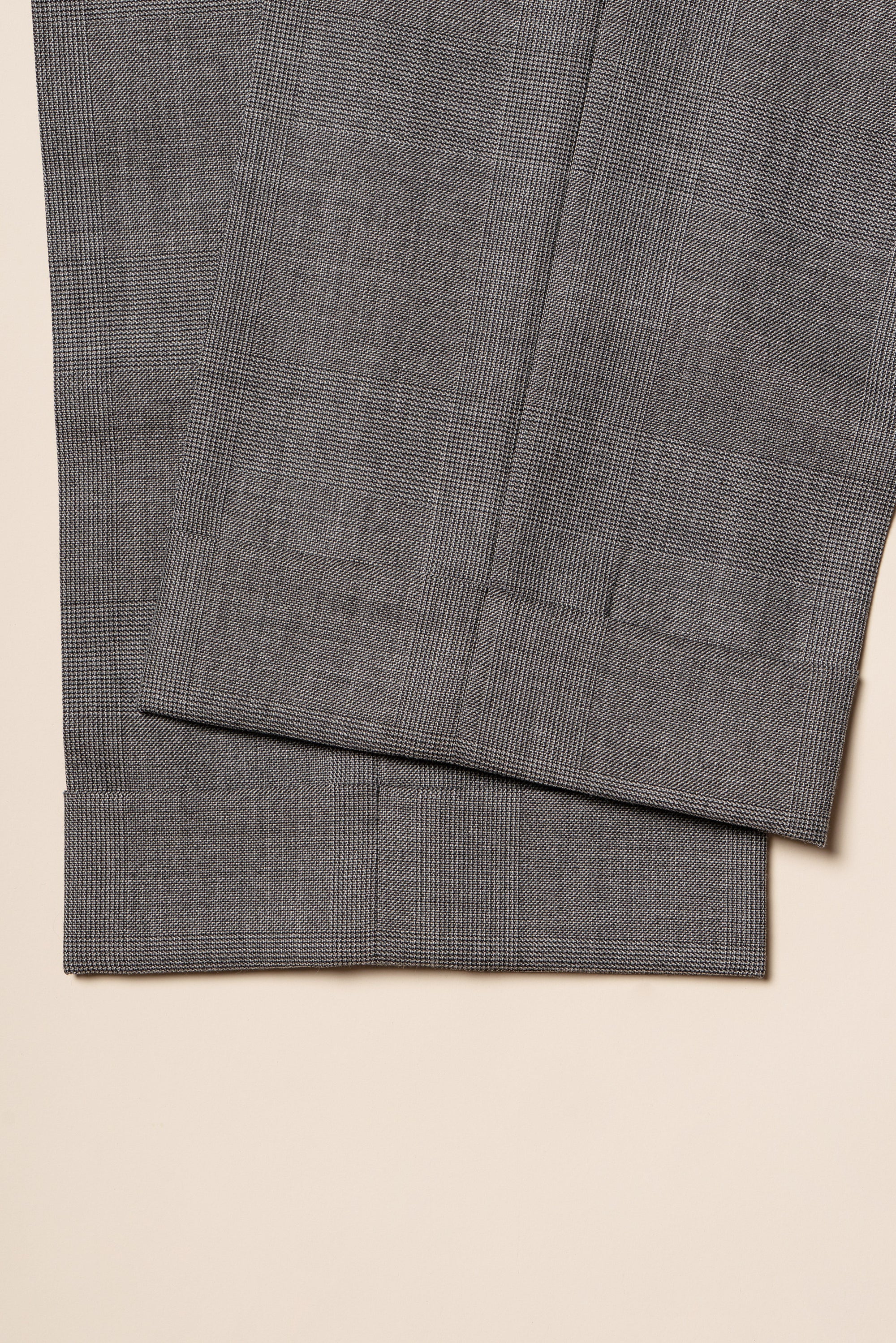 MTO Mid Grey Glen Check Worsted Wool Suit #481