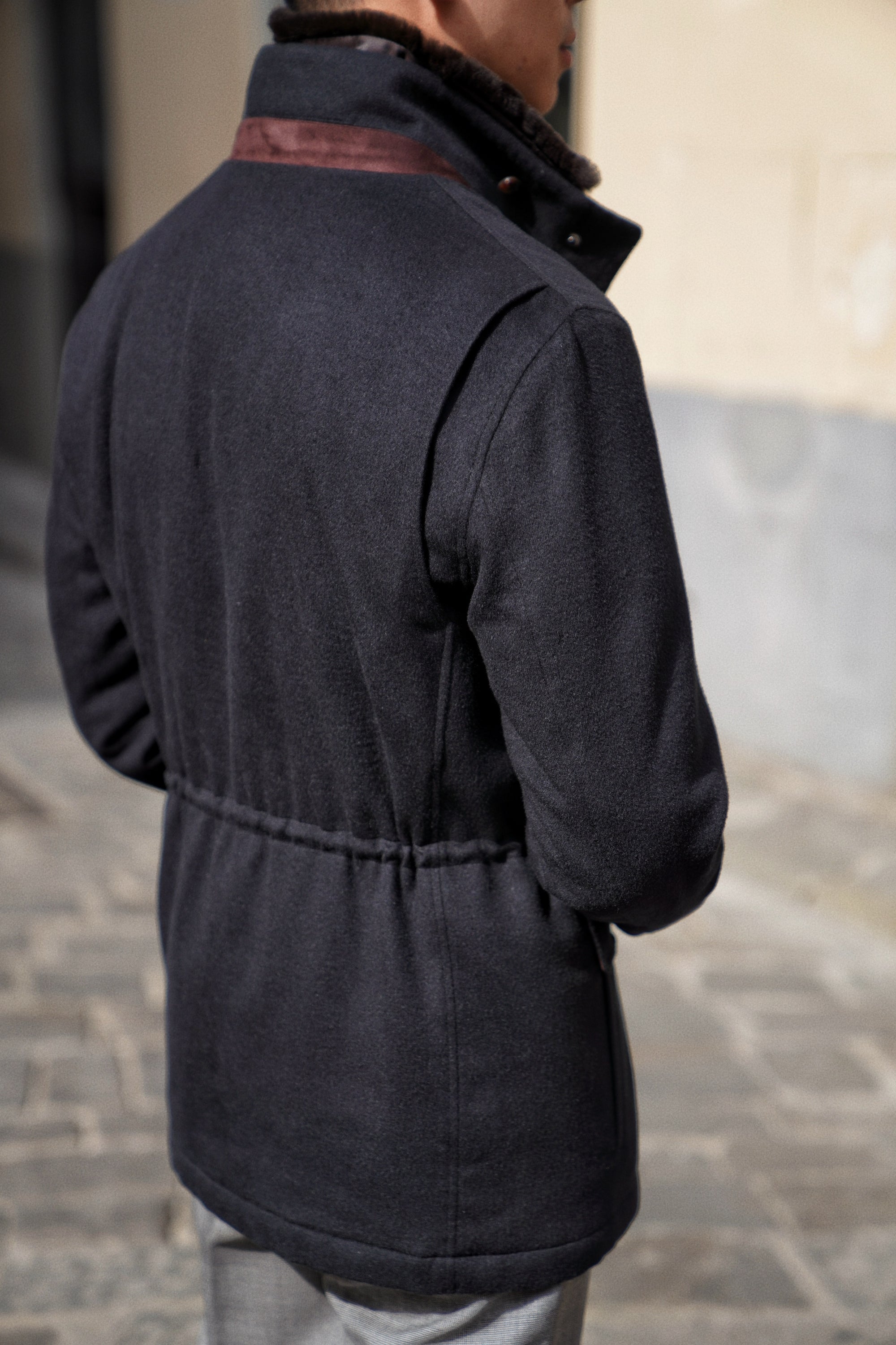 Black Silk Camel Hair Wool M65 Jacket #172