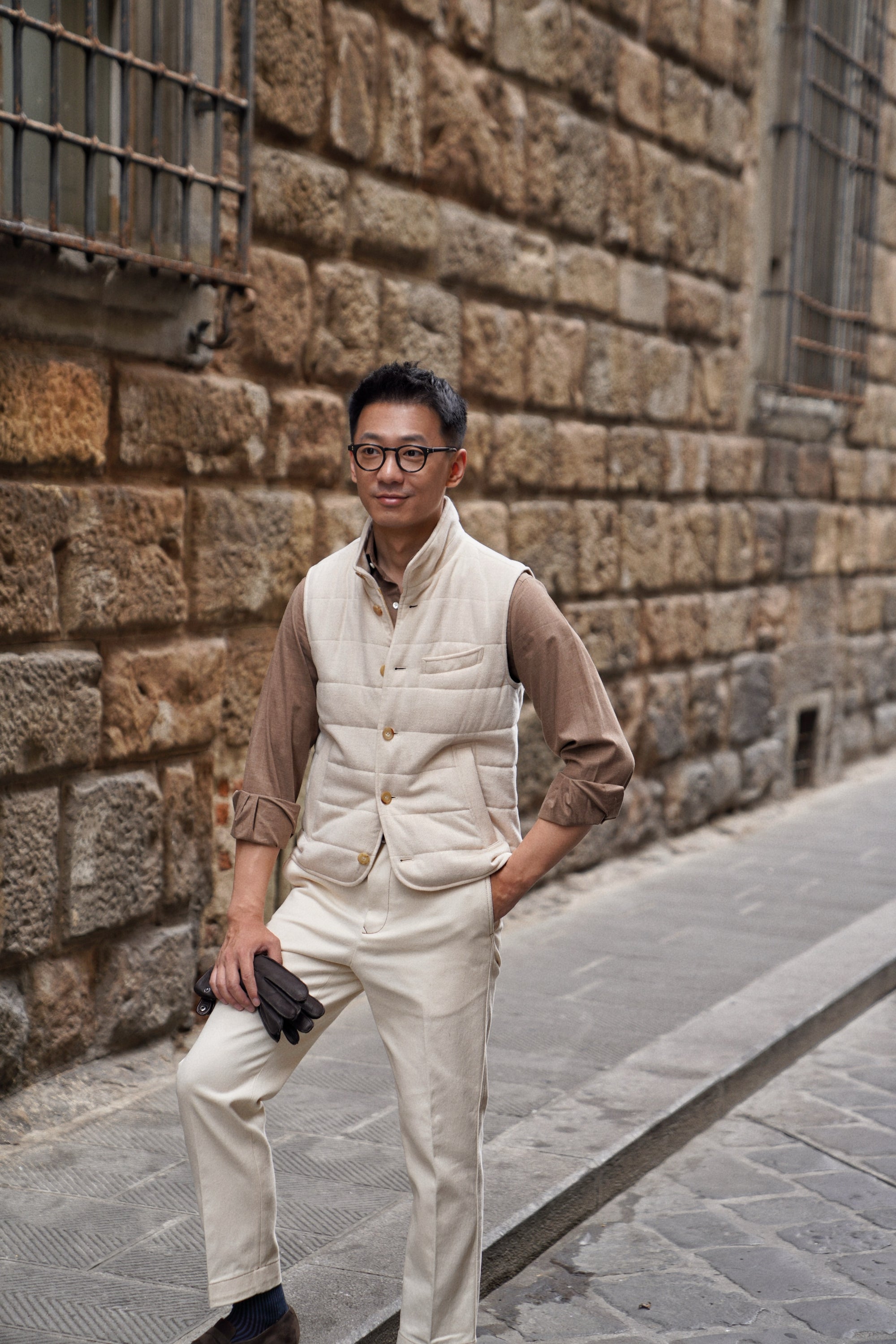 Cream Wool Silk Gilet #160