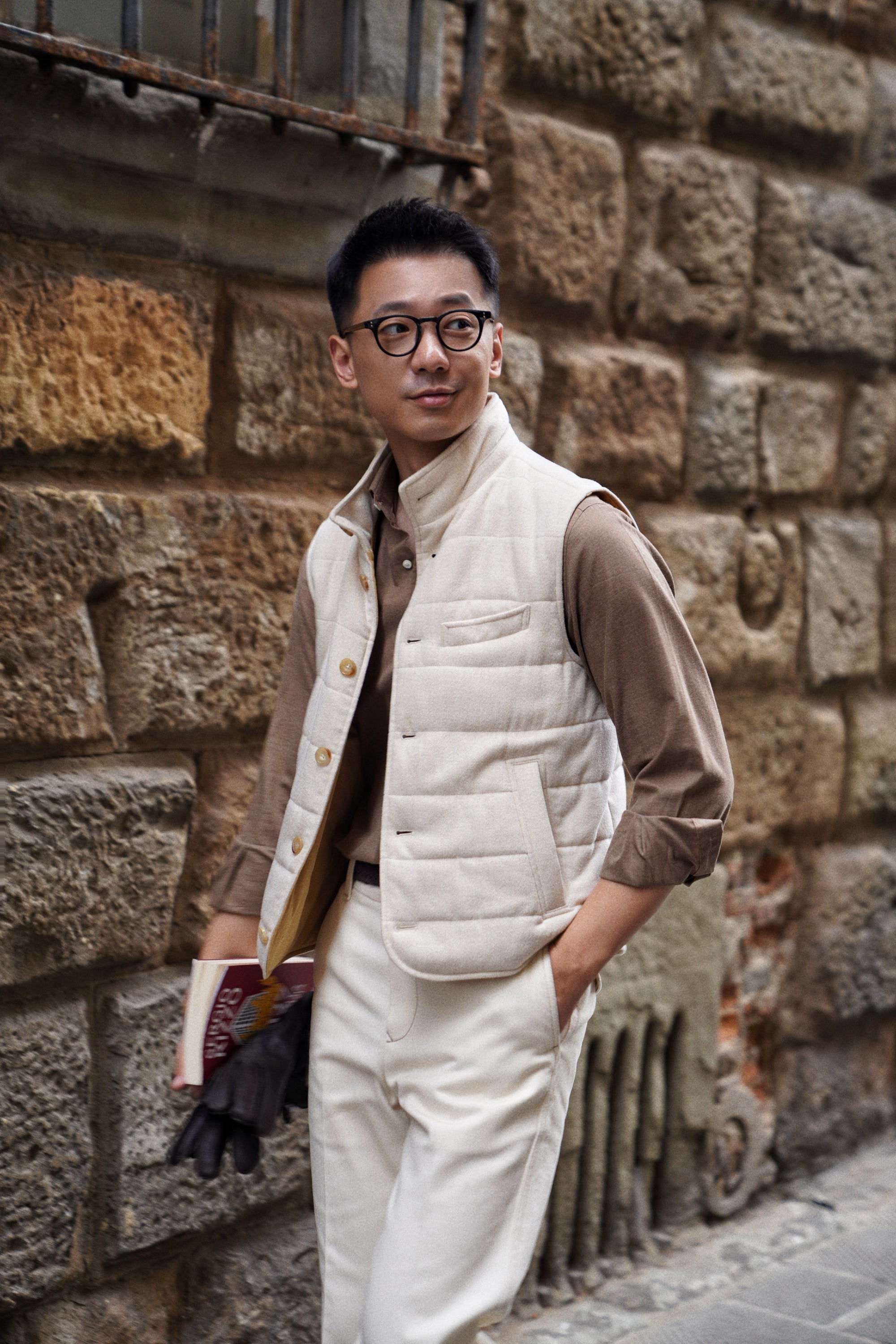Cream Wool Silk Gilet #160