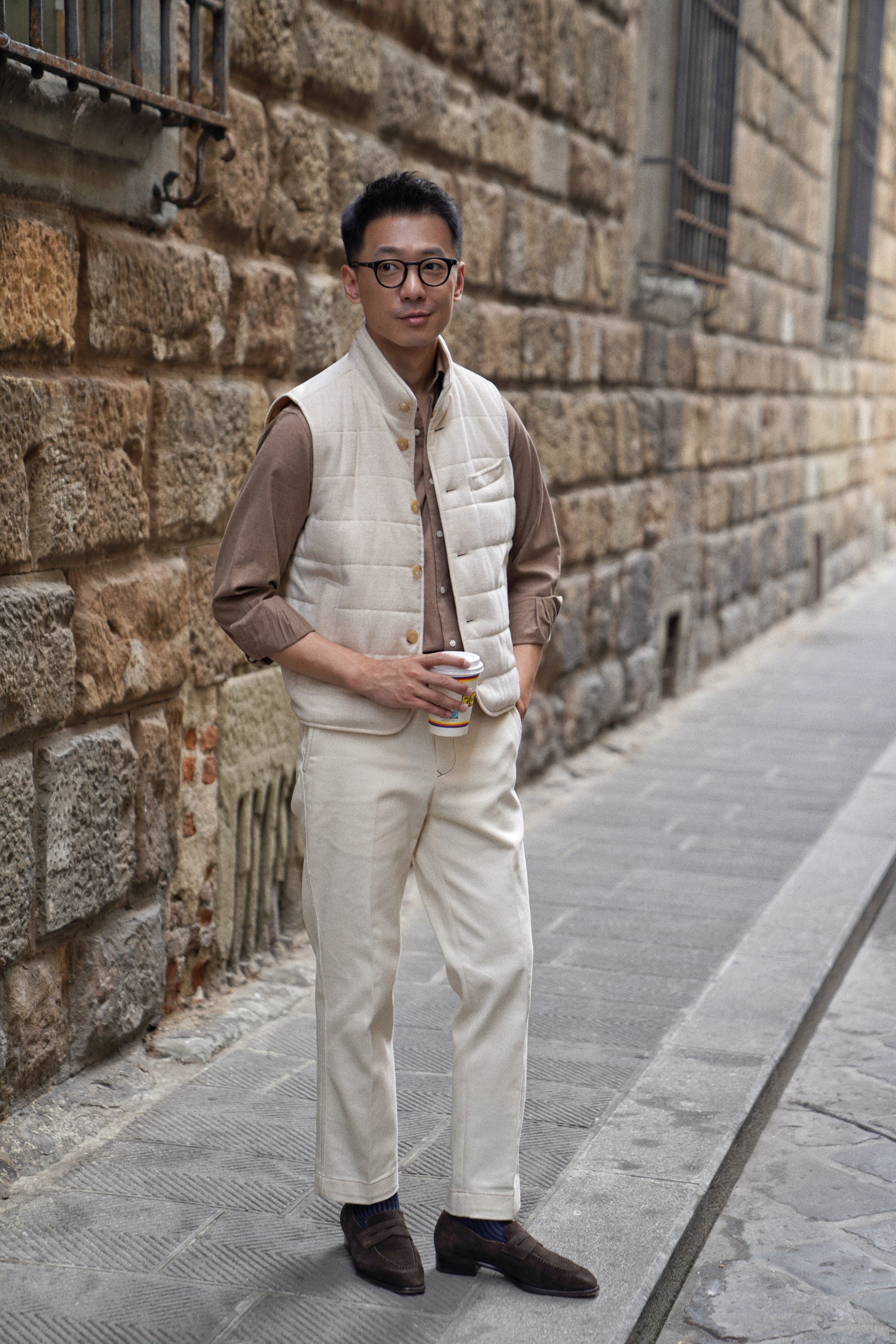 Cream Wool Silk Gilet #160