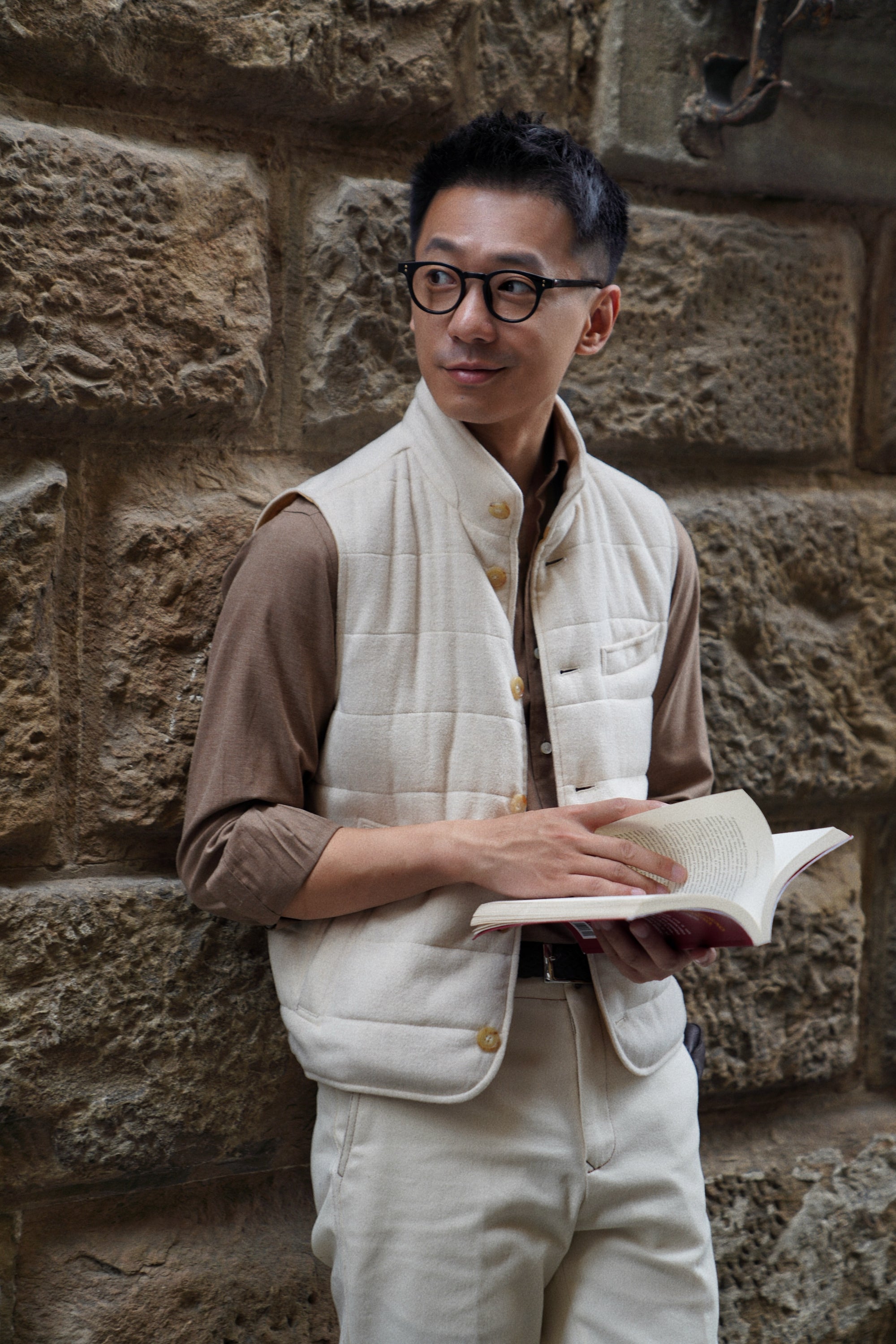 Cream Wool Silk Gilet #160