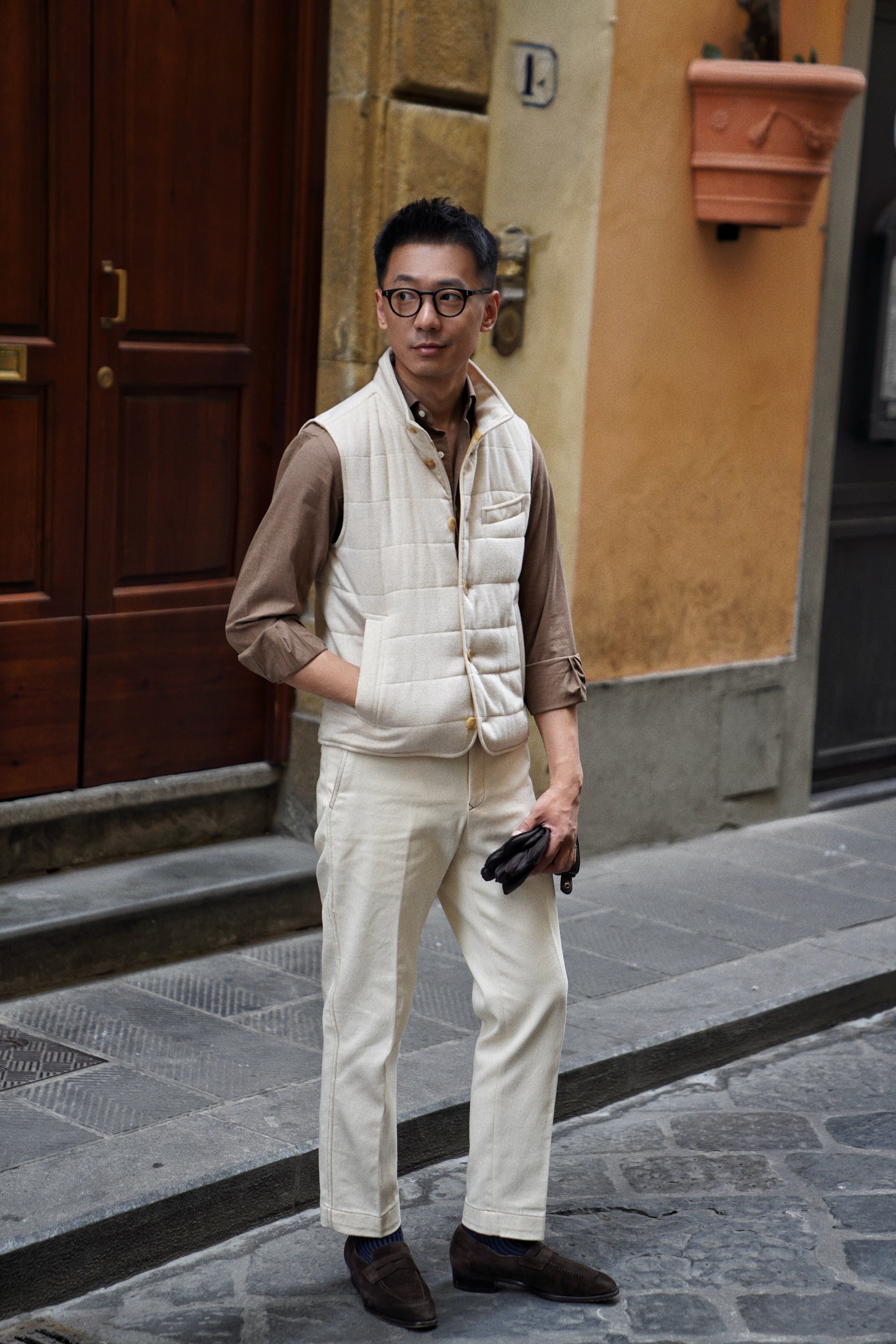 Cream Wool Silk Gilet #160