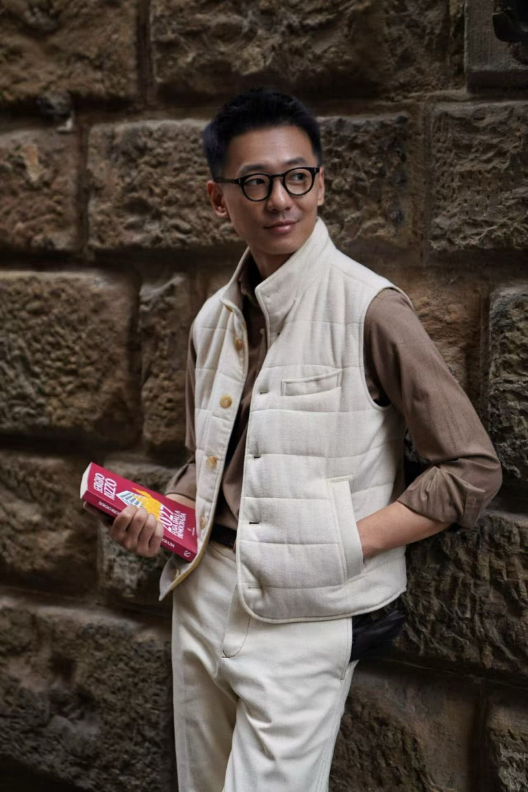 Cream Wool Silk Gilet #160