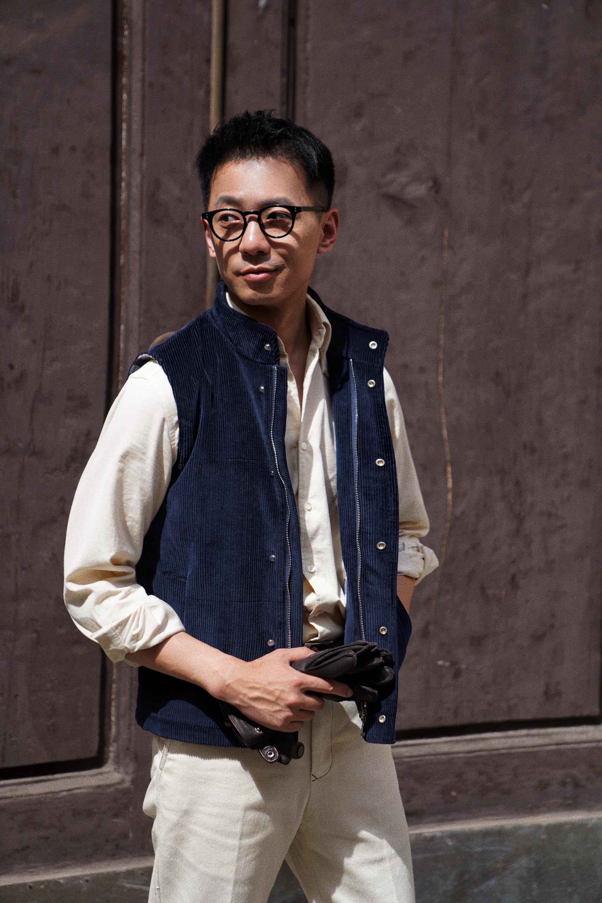 Navy Cotton Corduroy Gilet #171
