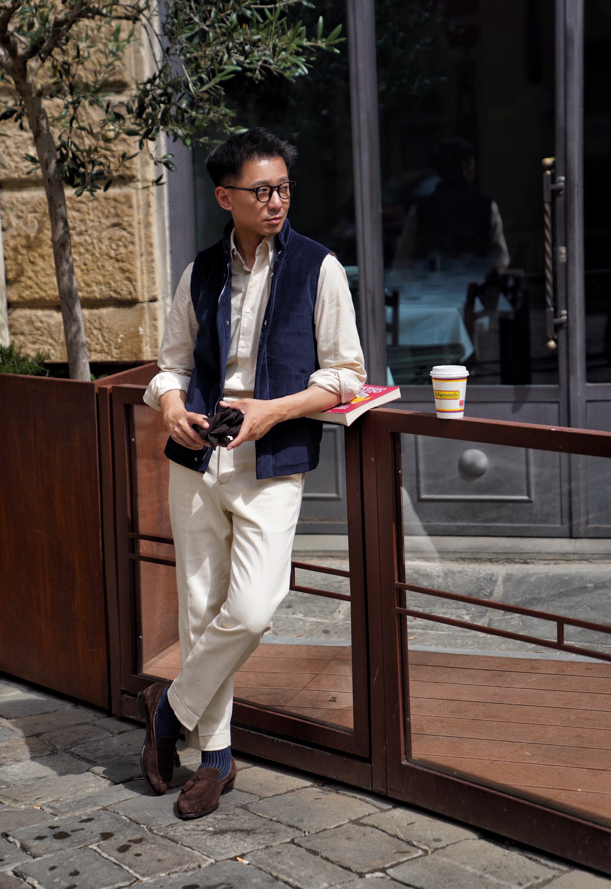 Navy Cotton Corduroy Gilet #171