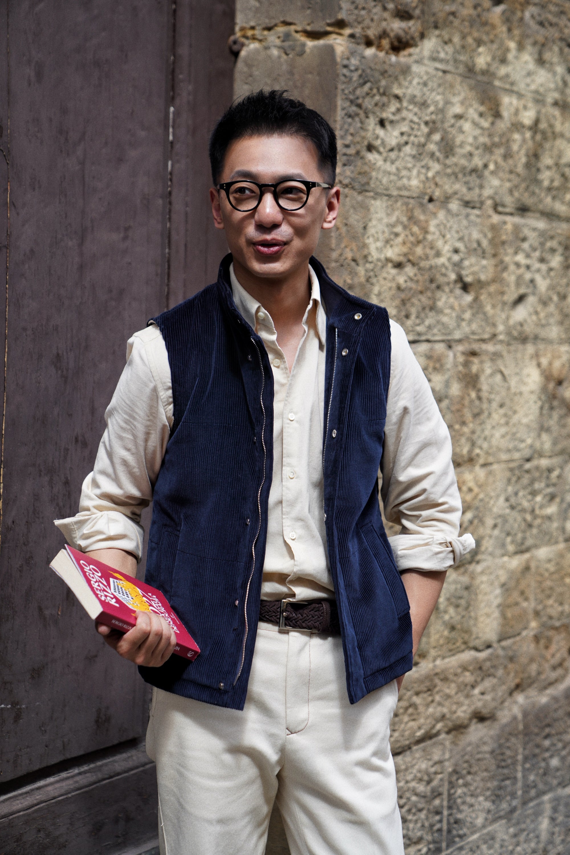 Navy Cotton Corduroy Gilet #171