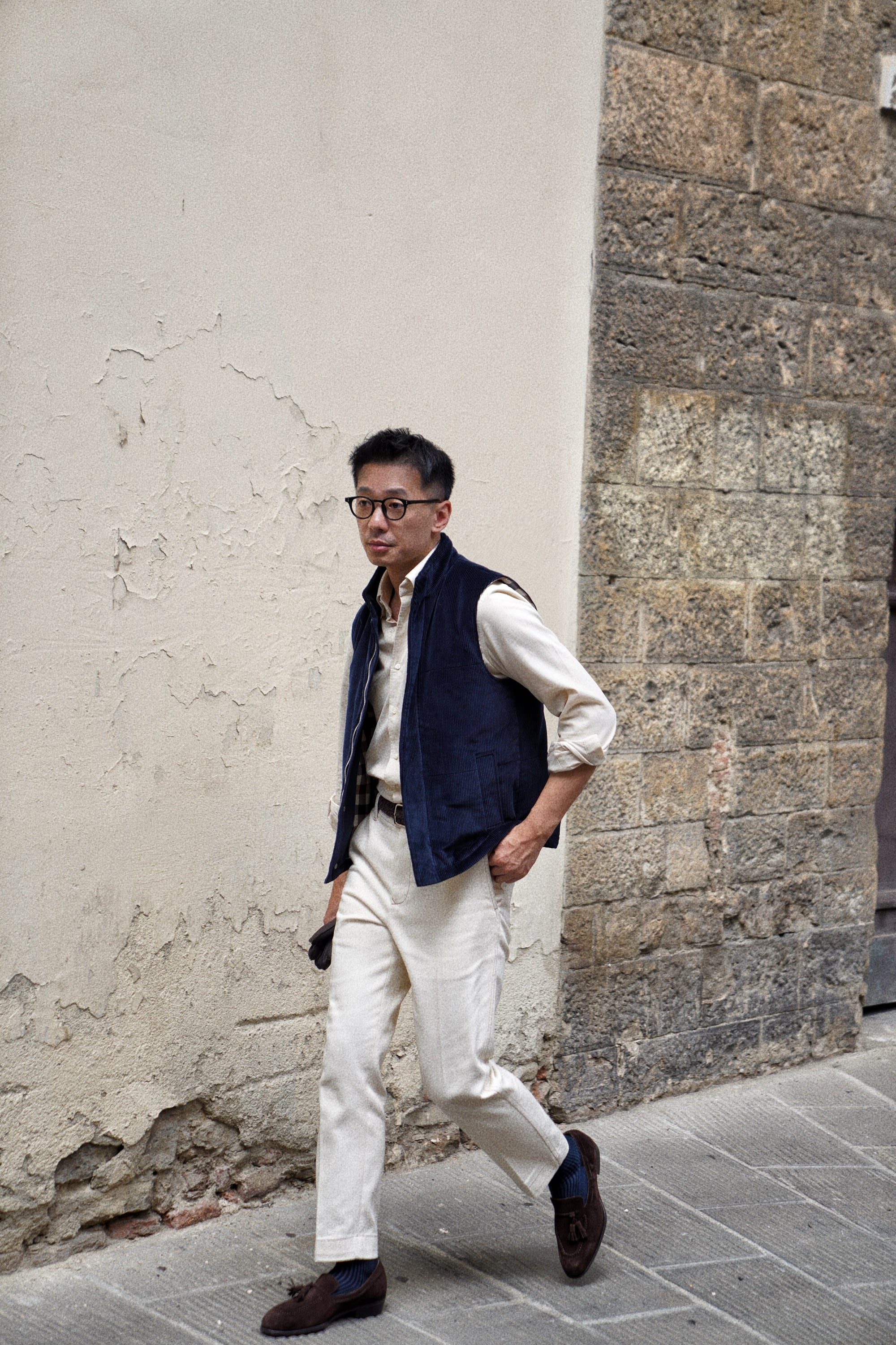 Navy Cotton Corduroy Gilet #171