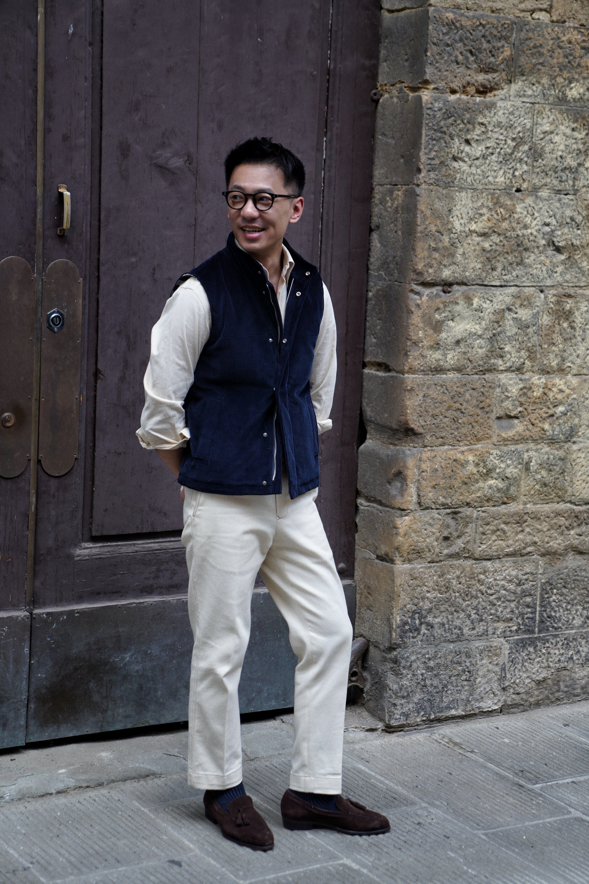 Navy Cotton Corduroy Gilet #171