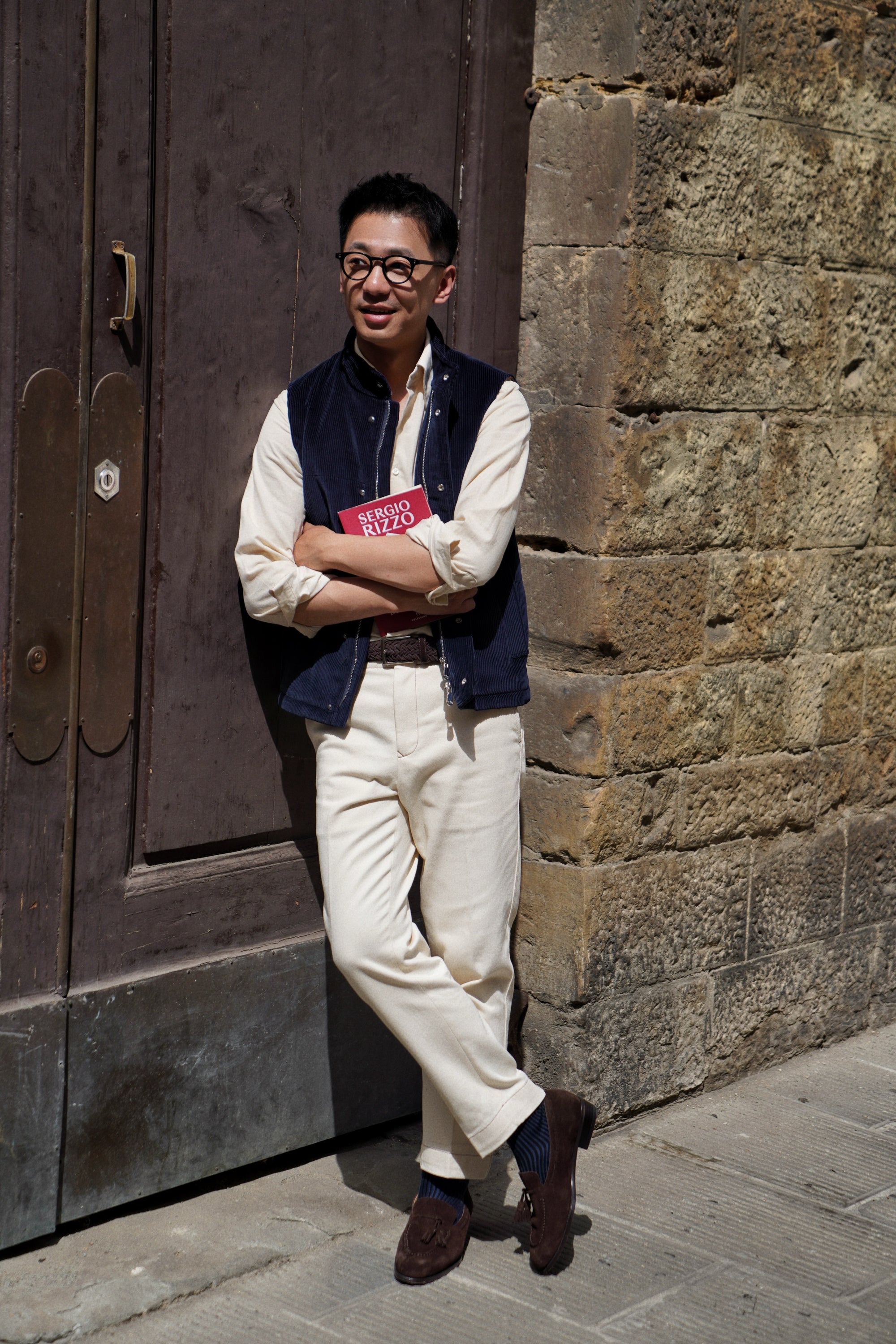 Navy Cotton Corduroy Gilet #171