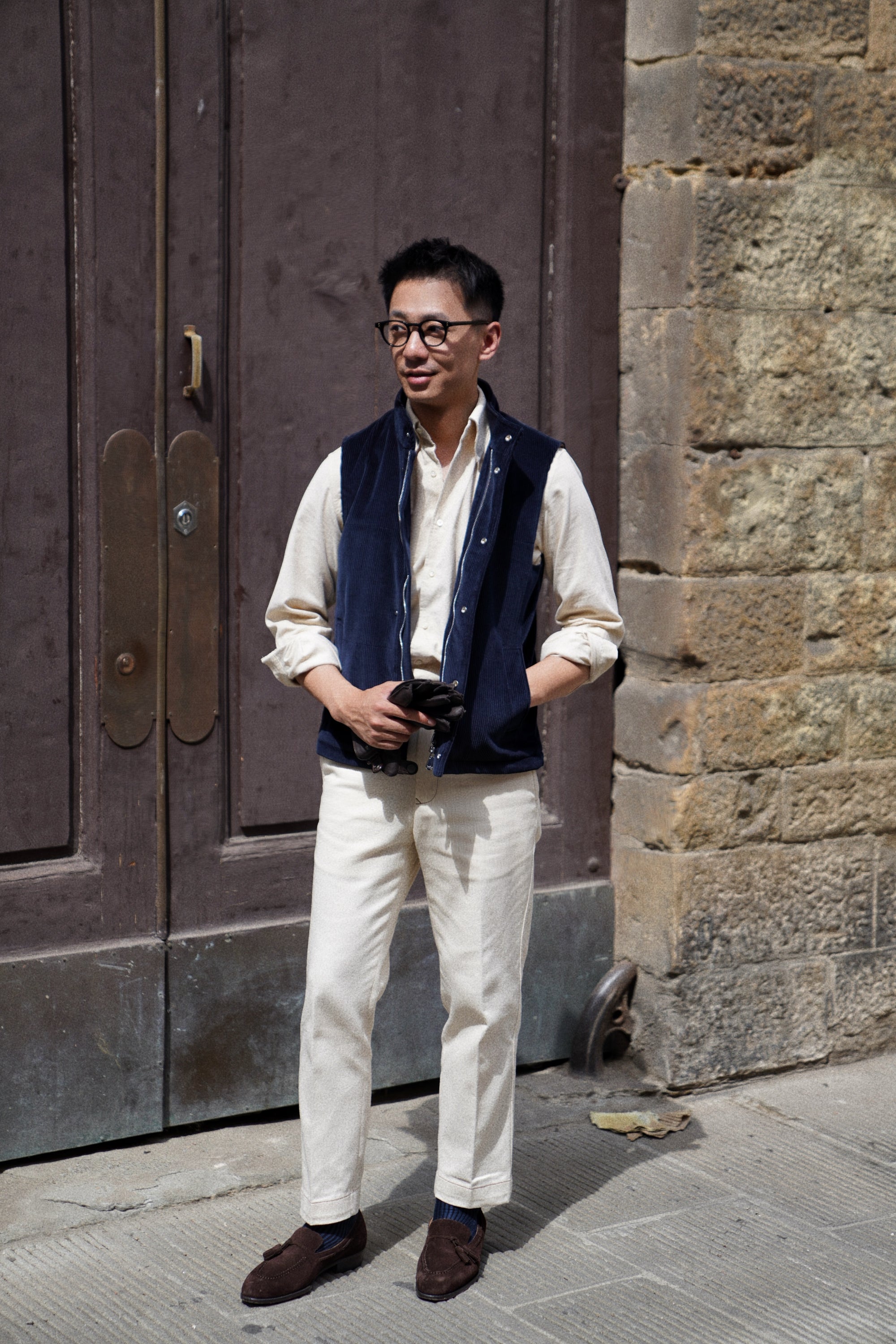Navy Cotton Corduroy Gilet #171