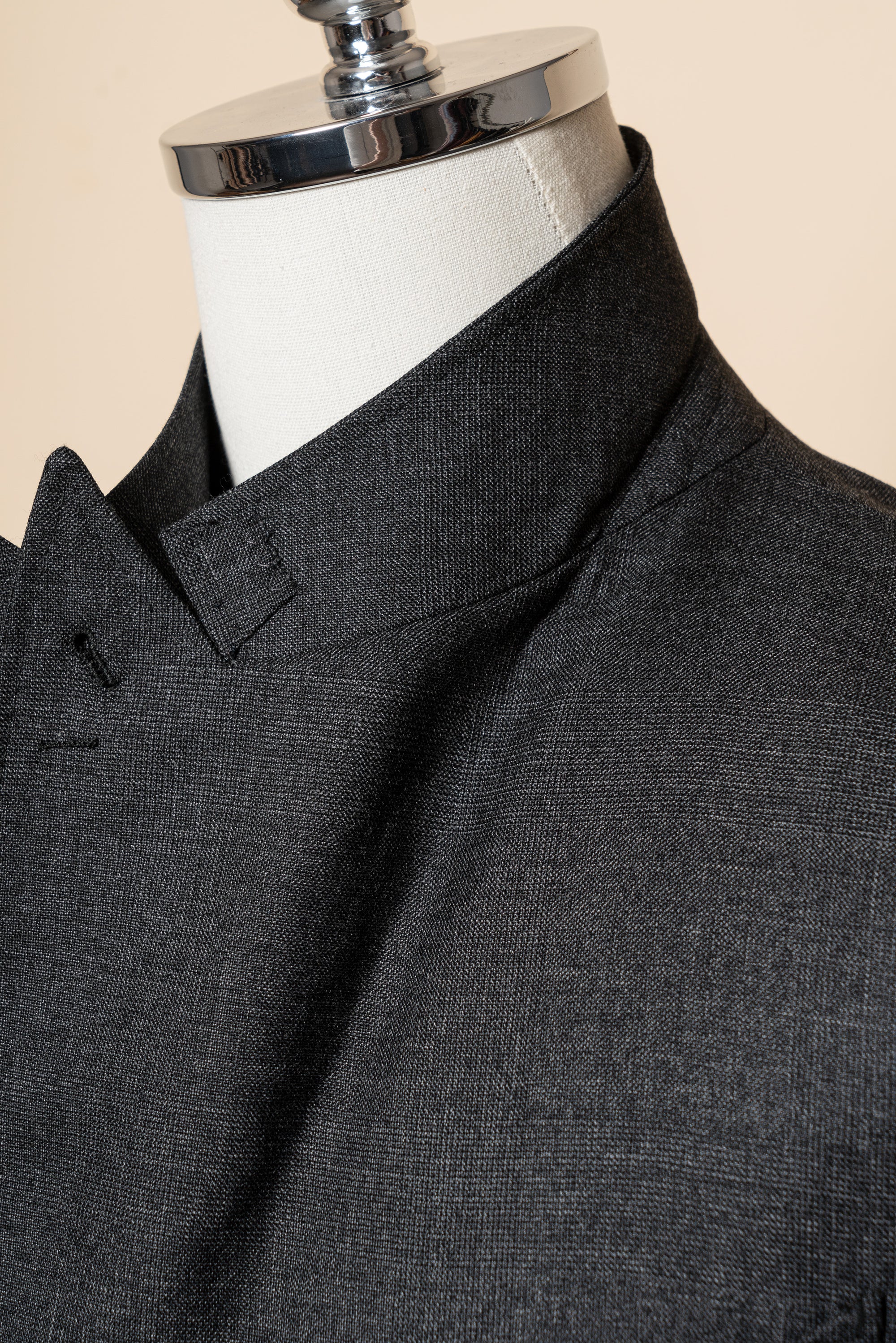 MTO Dark Grey Glen Check Worsted Wool Suit #482