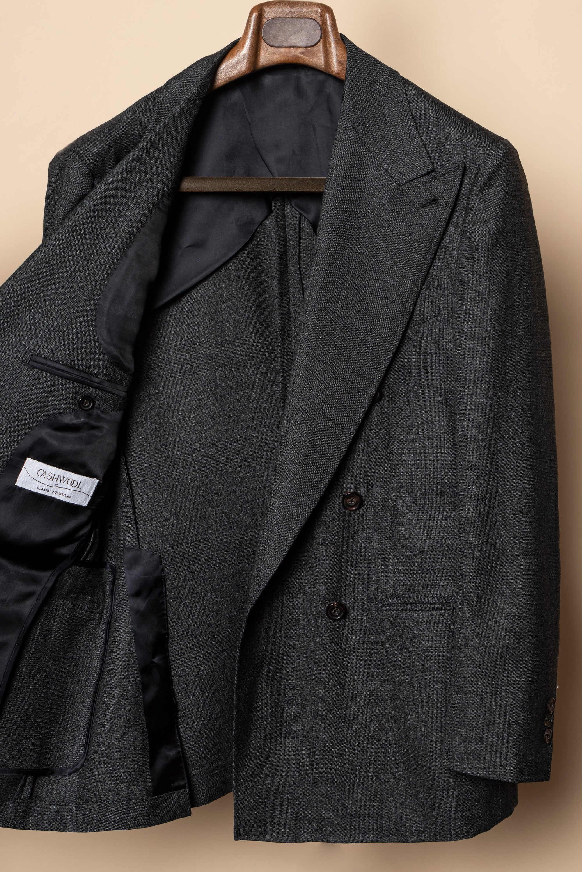 MTO Dark Grey Glen Check Worsted Wool Suit #482