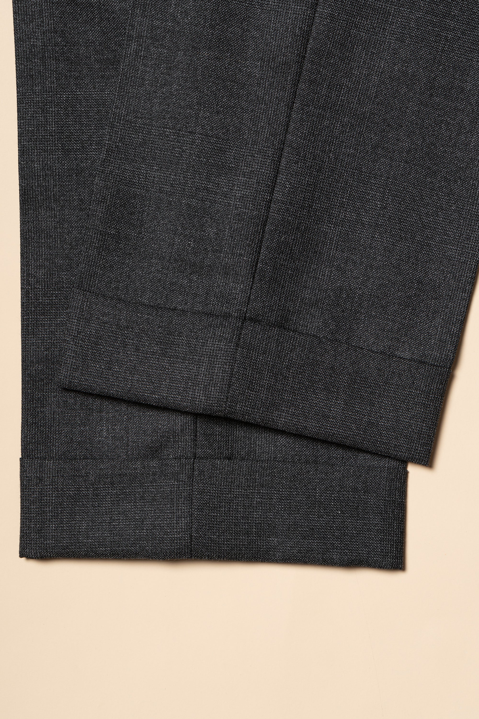 MTO Dark Grey Glen Check Worsted Wool Suit #482