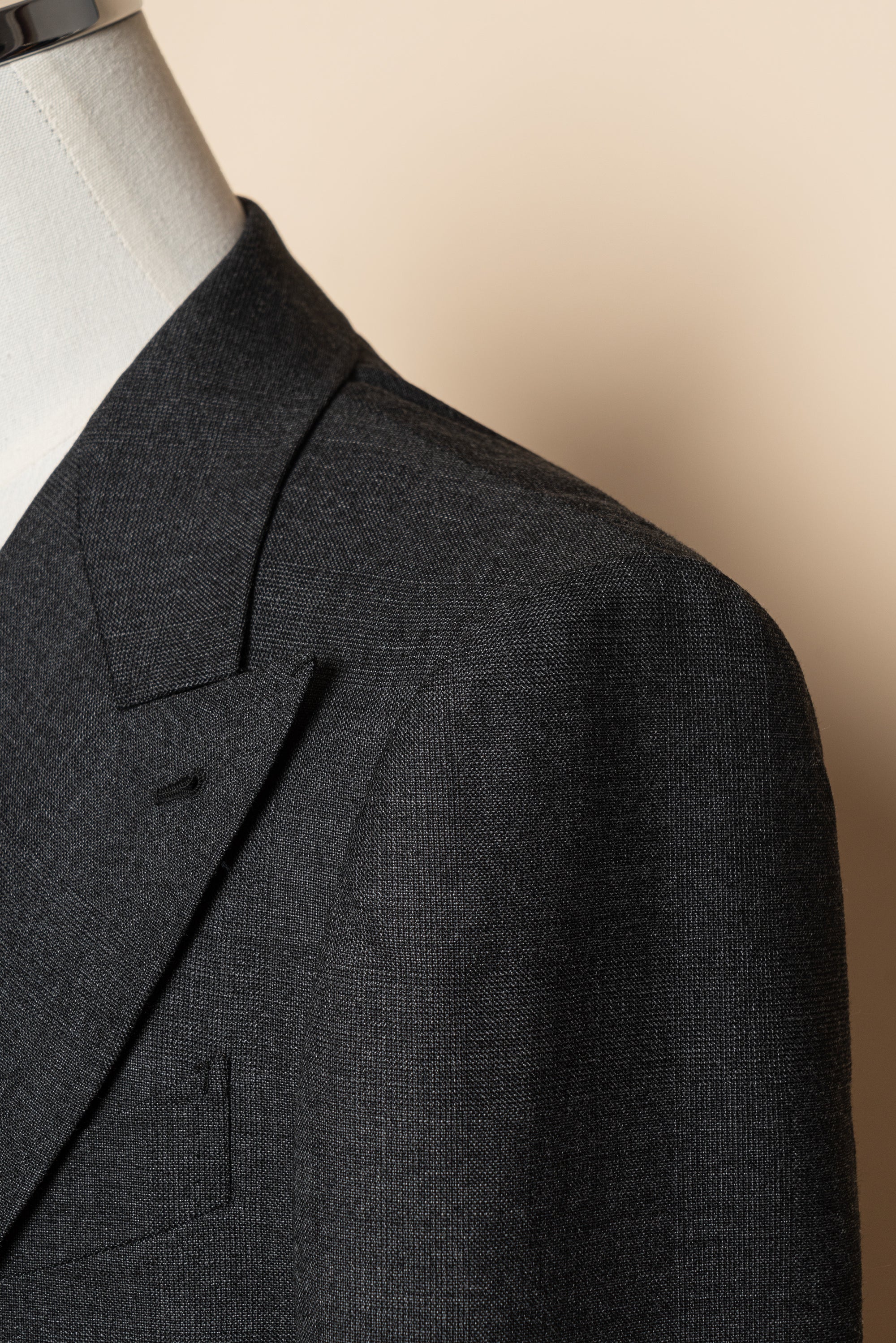 MTO Dark Grey Glen Check Worsted Wool Suit #482
