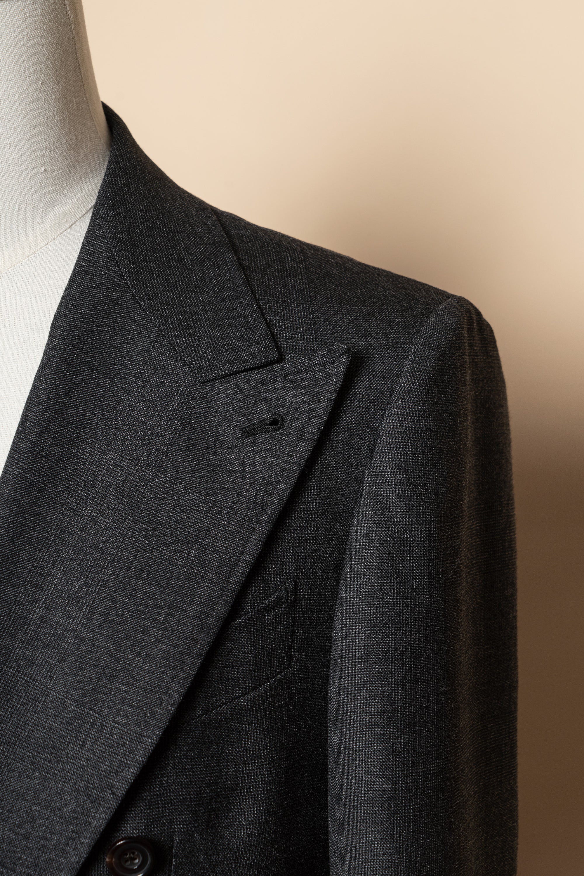 MTO Dark Grey Glen Check Worsted Wool Suit #482