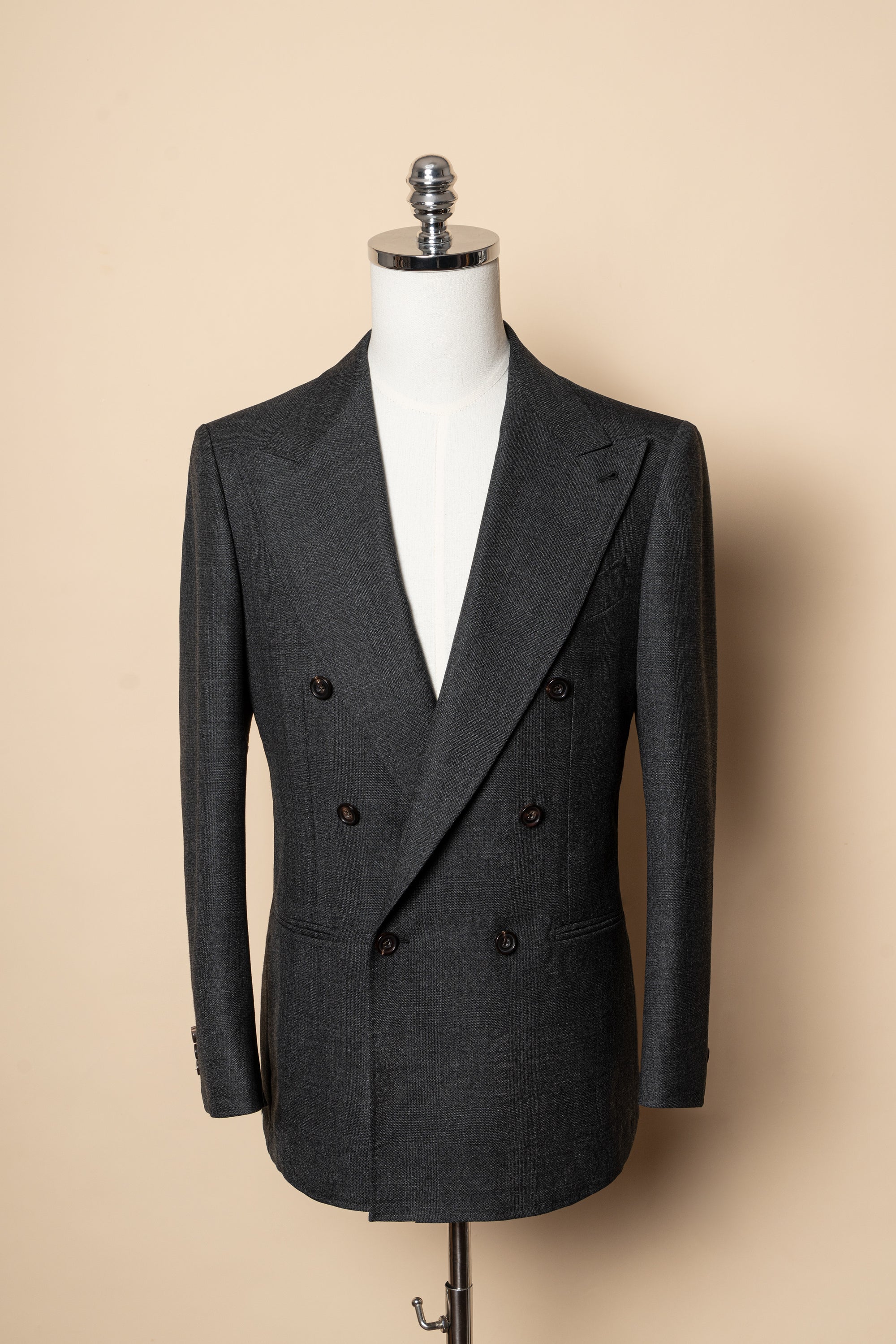MTO Dark Grey Glen Check Worsted Wool Suit #482