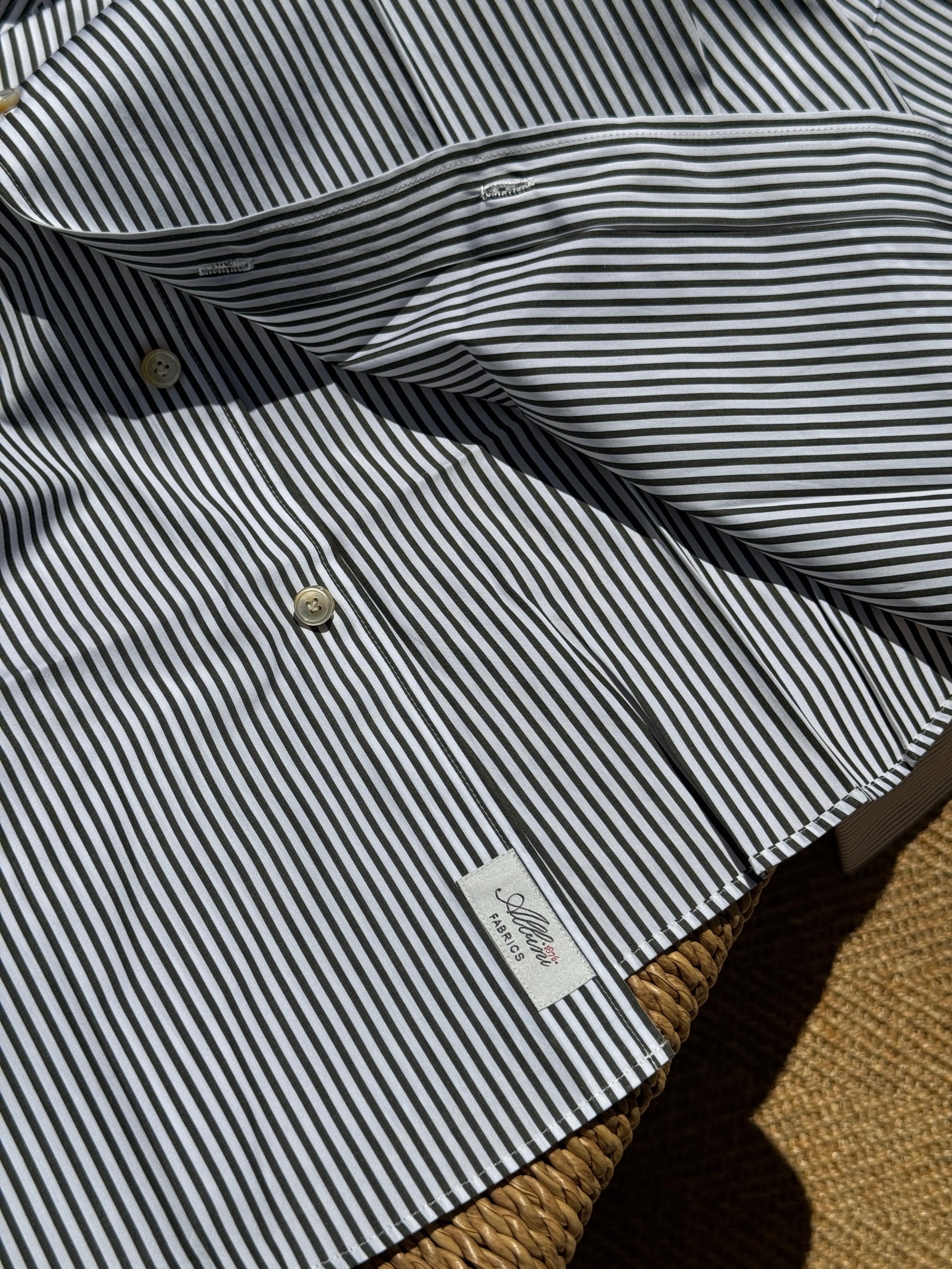 MTO Handcrafted Brown Stripe Albini Cotton Shirt #60