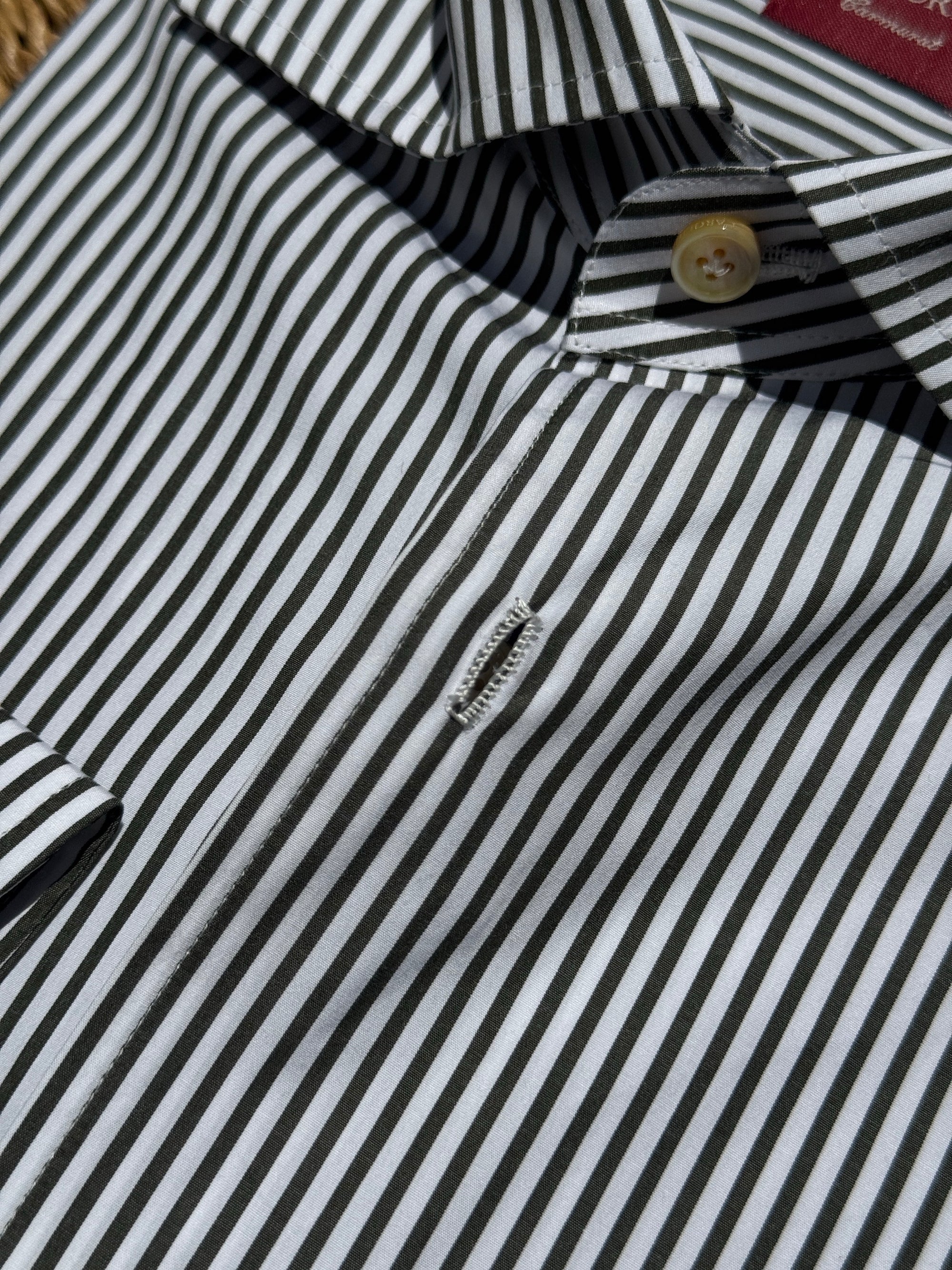 MTO Handcrafted Brown Stripe Albini Cotton Shirt #60