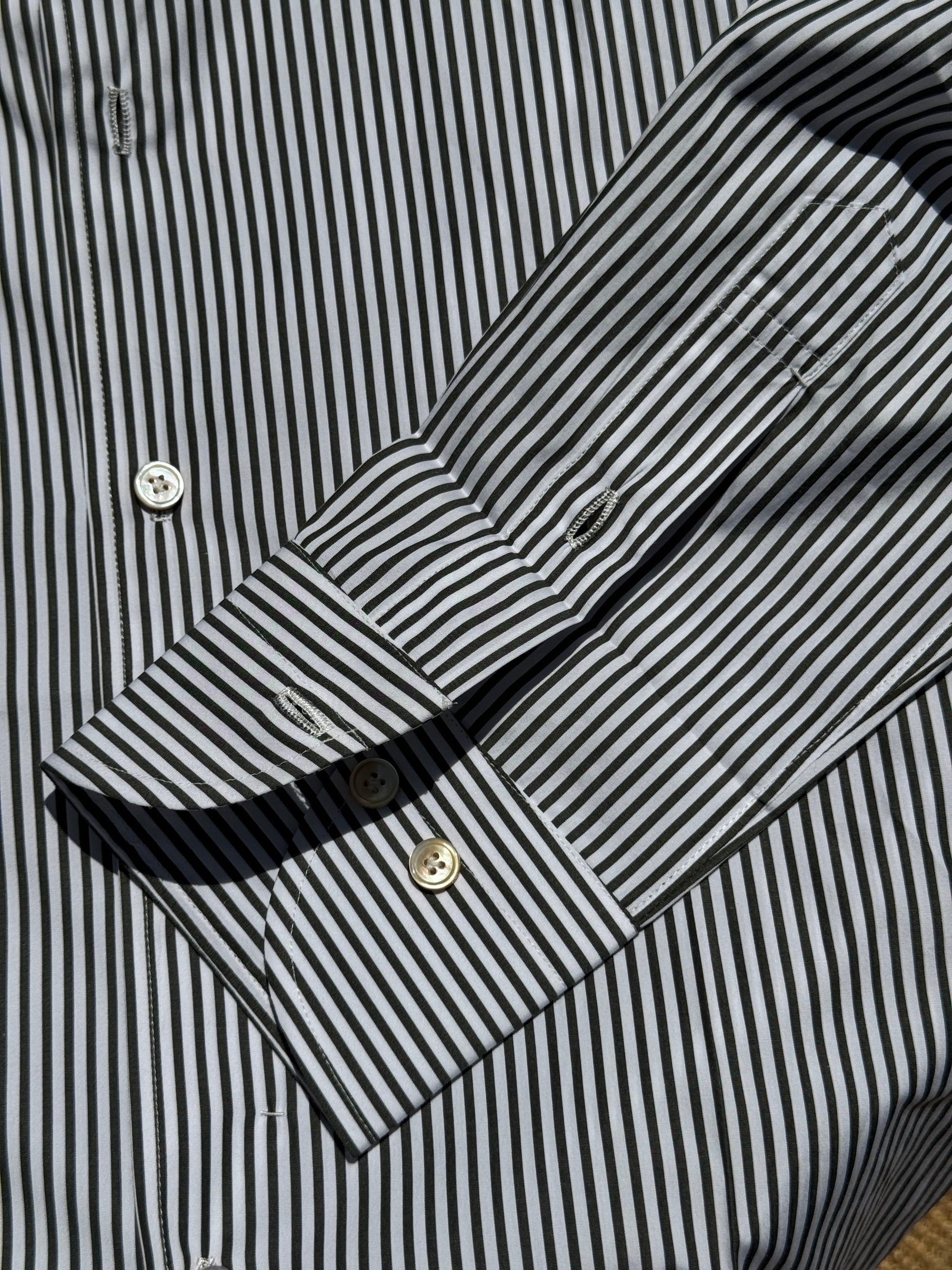 MTO Handcrafted Brown Stripe Albini Cotton Shirt #60