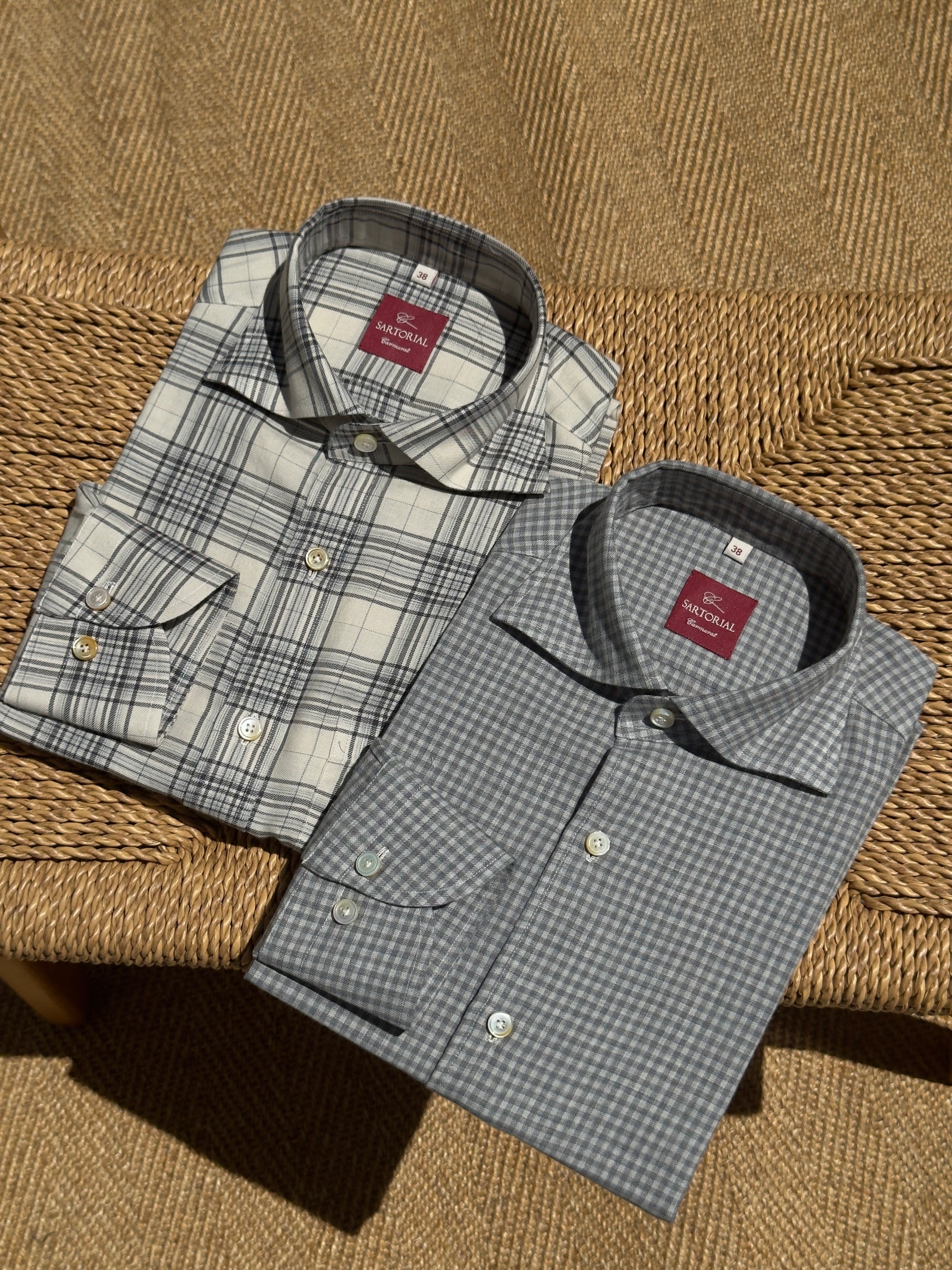 MTO Handcrafted Plaid Thomas Mason Cashmere Blending Shirt #57 #58
