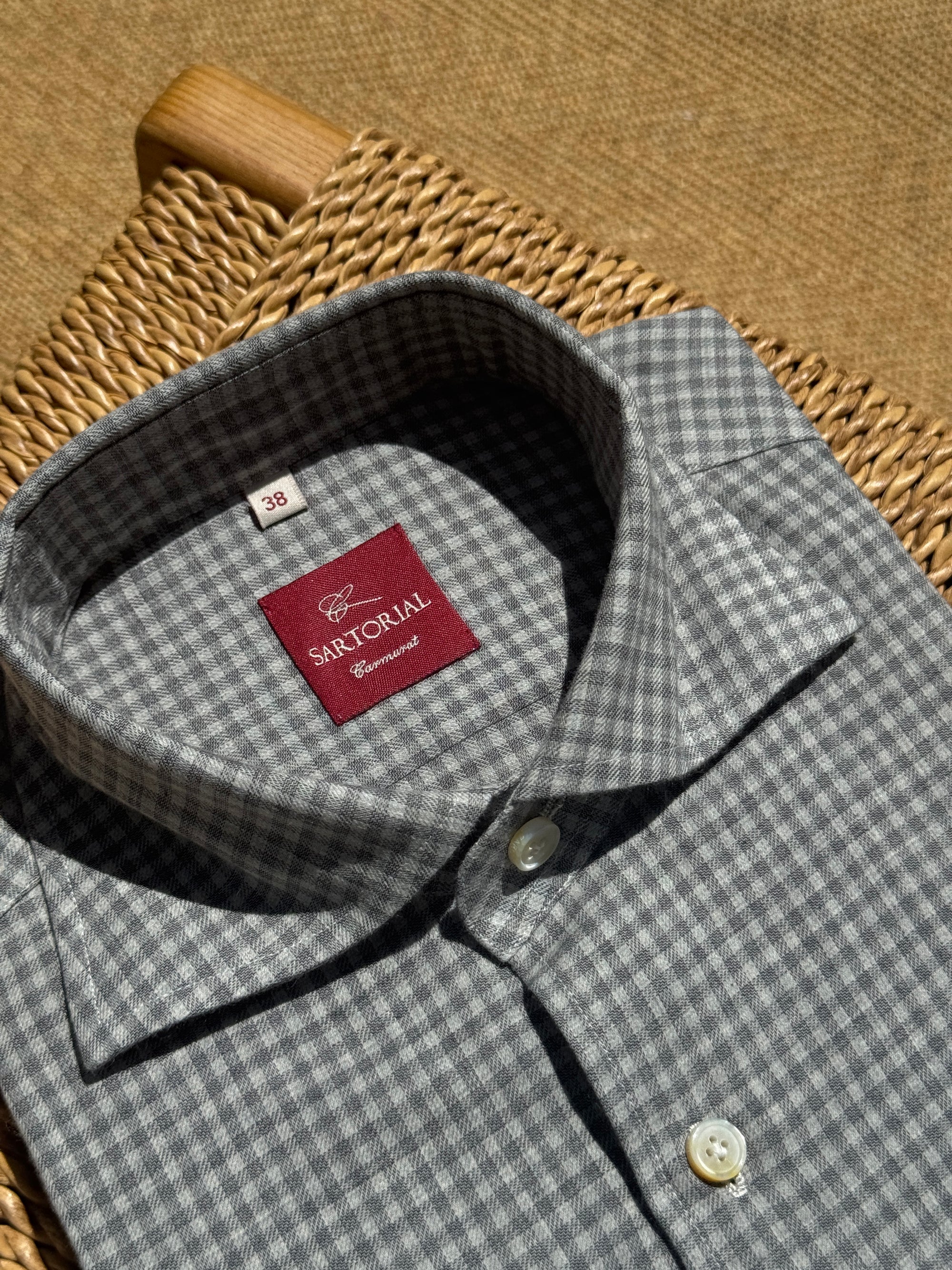 MTO Handcrafted Plaid Thomas Mason Cashmere Blending Shirt #57 #58
