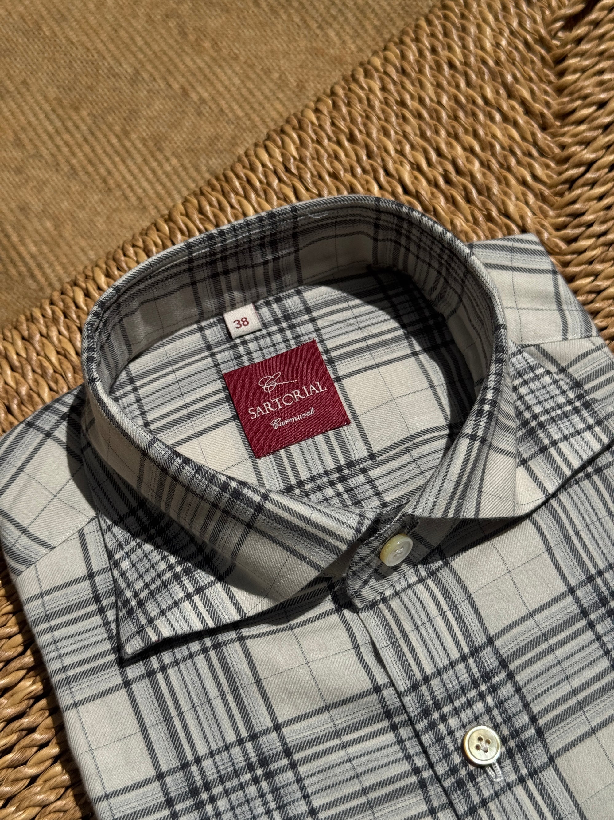MTO Handcrafted Plaid Thomas Mason Cashmere Blending Shirt #57 #58