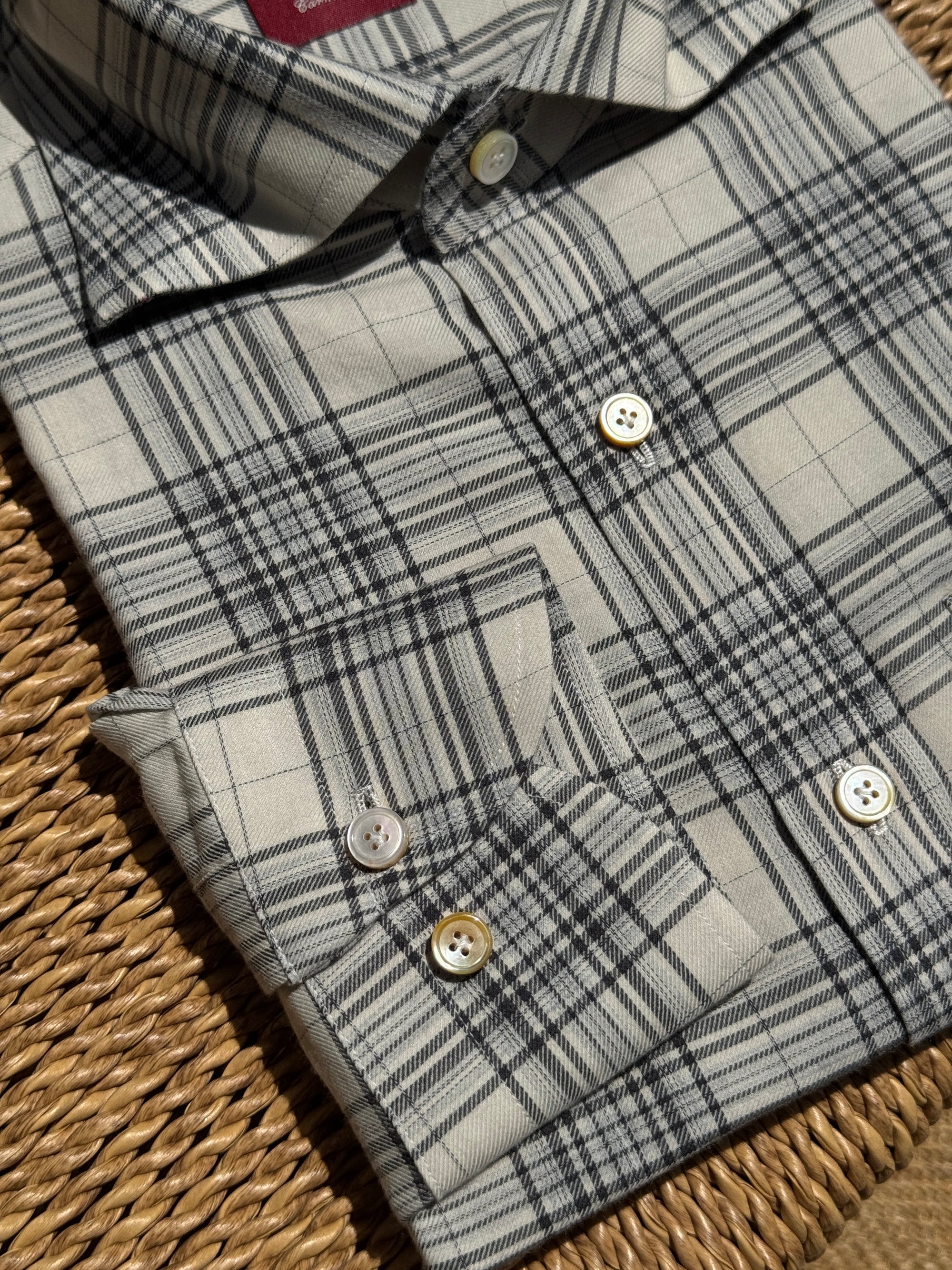 MTO Handcrafted Plaid Thomas Mason Cashmere Blending Shirt #57 #58