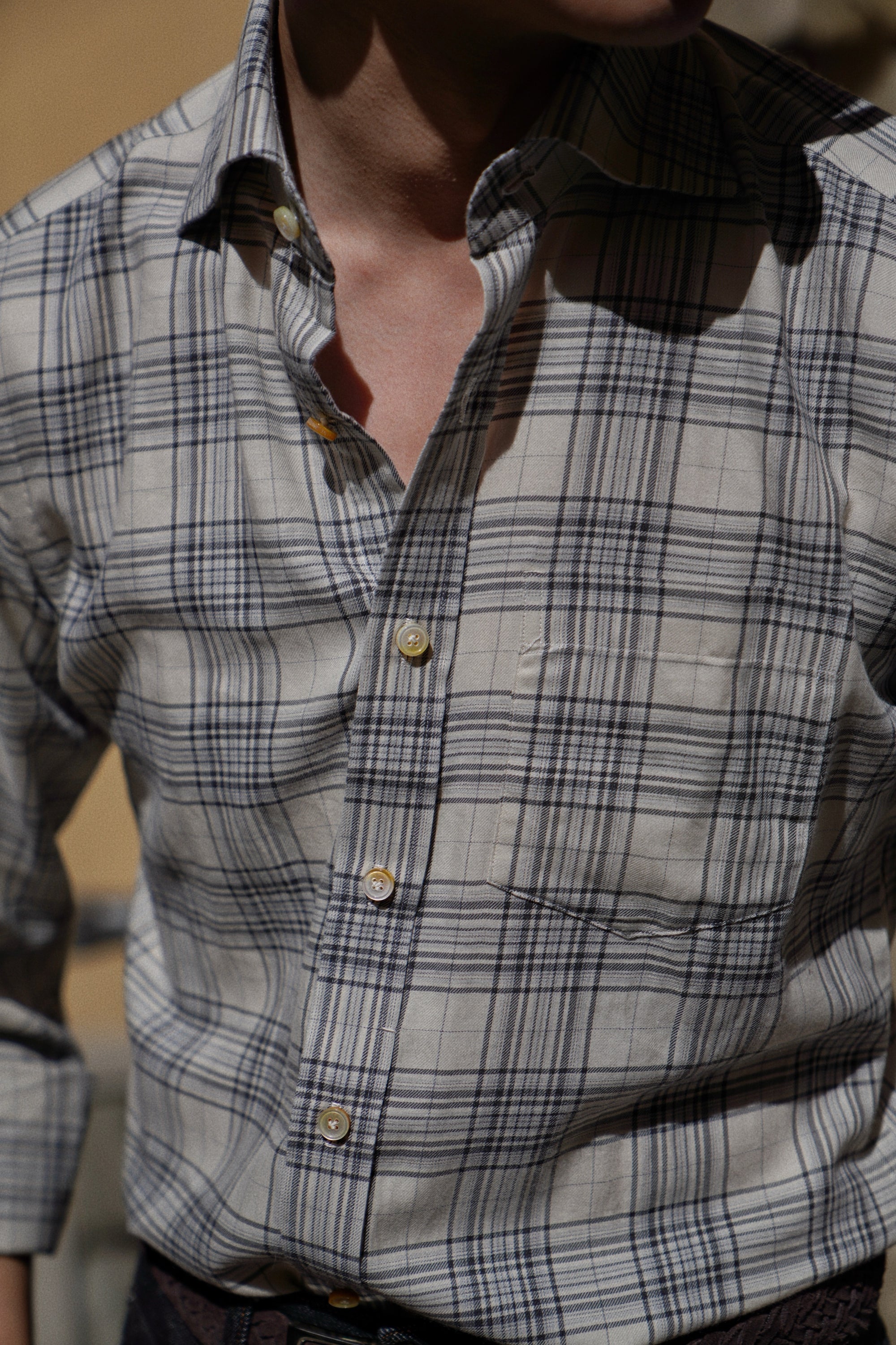 MTO Handcrafted Plaid Thomas Mason Cashmere Blending Shirt #57 #58