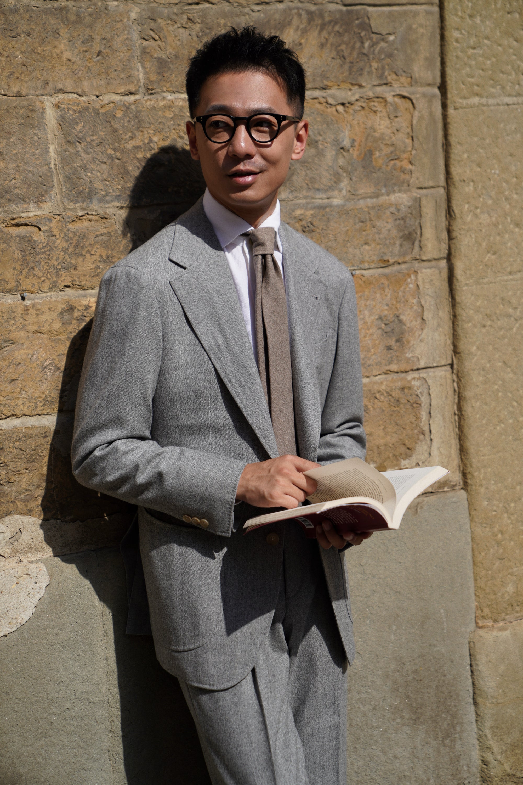 MTO Grey Melange Twill Flannel Suit #408