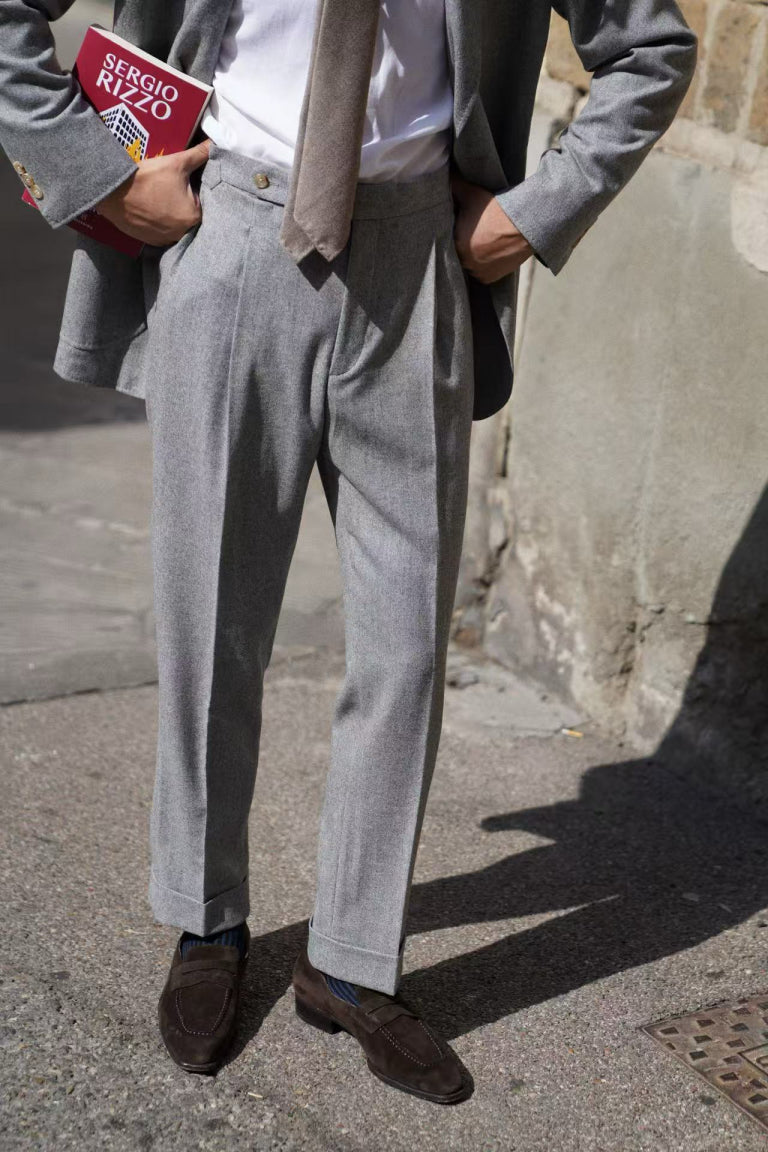 MTO Grey Melange Twill Flannel Suit #408