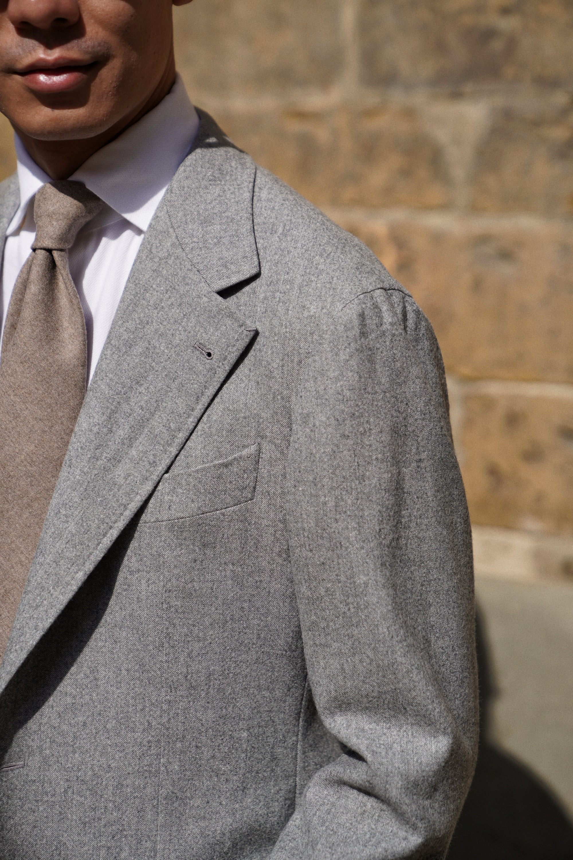 MTO Grey Melange Twill Flannel Suit #408