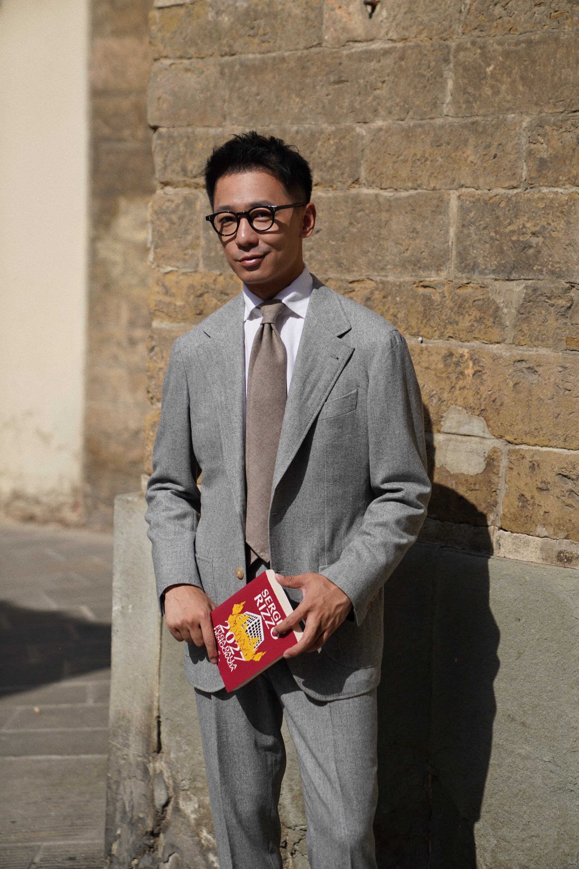 MTO Grey Melange Twill Flannel Suit #408